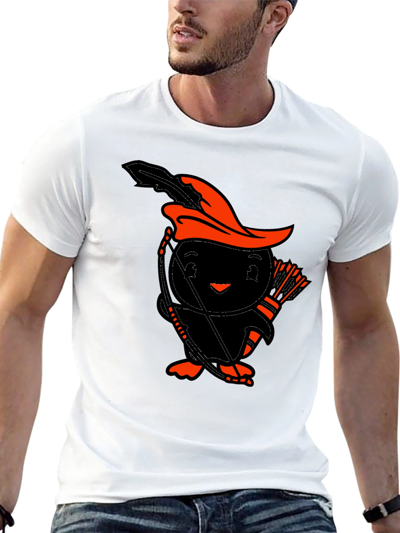 Black Funny Archer Penguin Black T-Shirt view 13