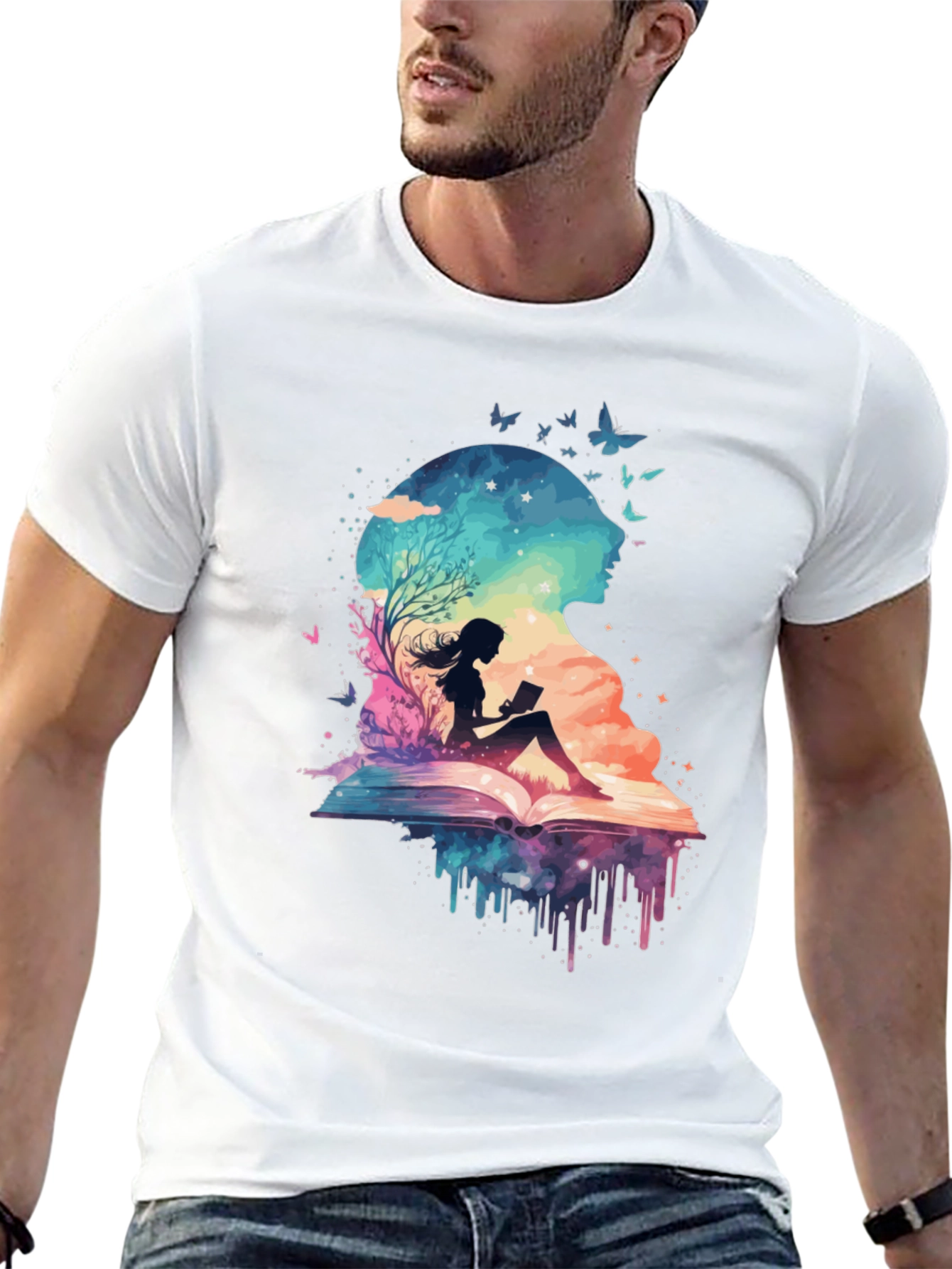 Black Book Lover Galaxy Tee - Literary Dreamscape Design view 13
