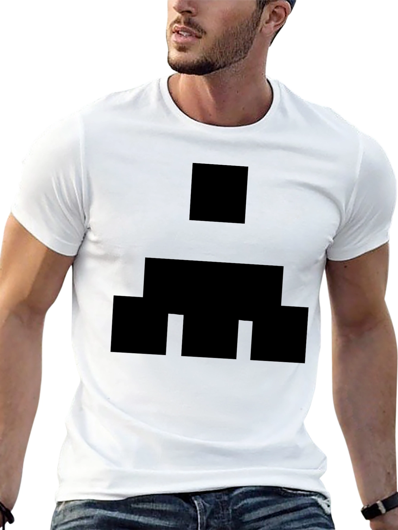 Black Geometric Pattern Black T-Shirt view 13