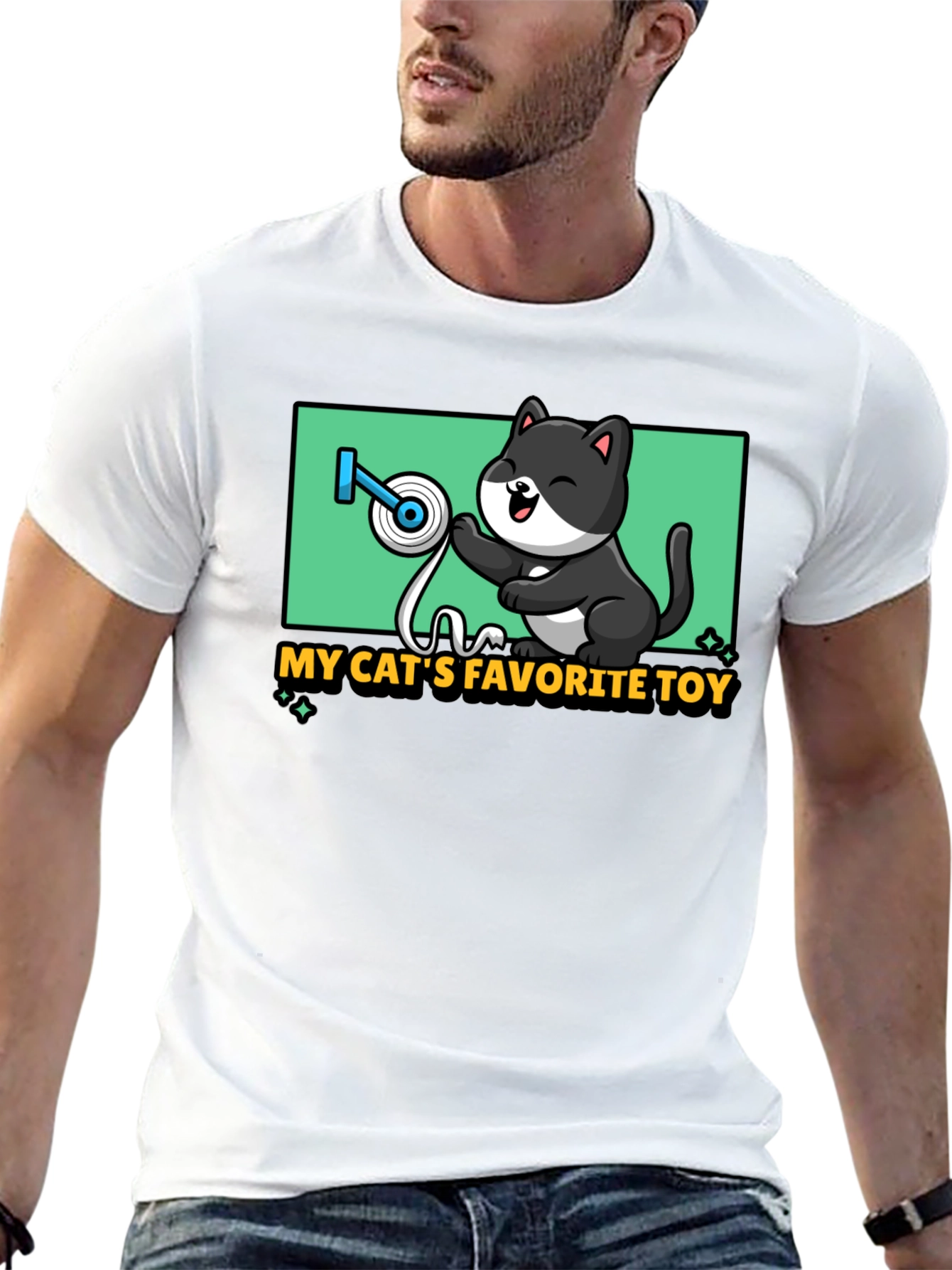 Black Cat's Favorite Toy T-Shirt - Humorous Pet Lover Tee view 13