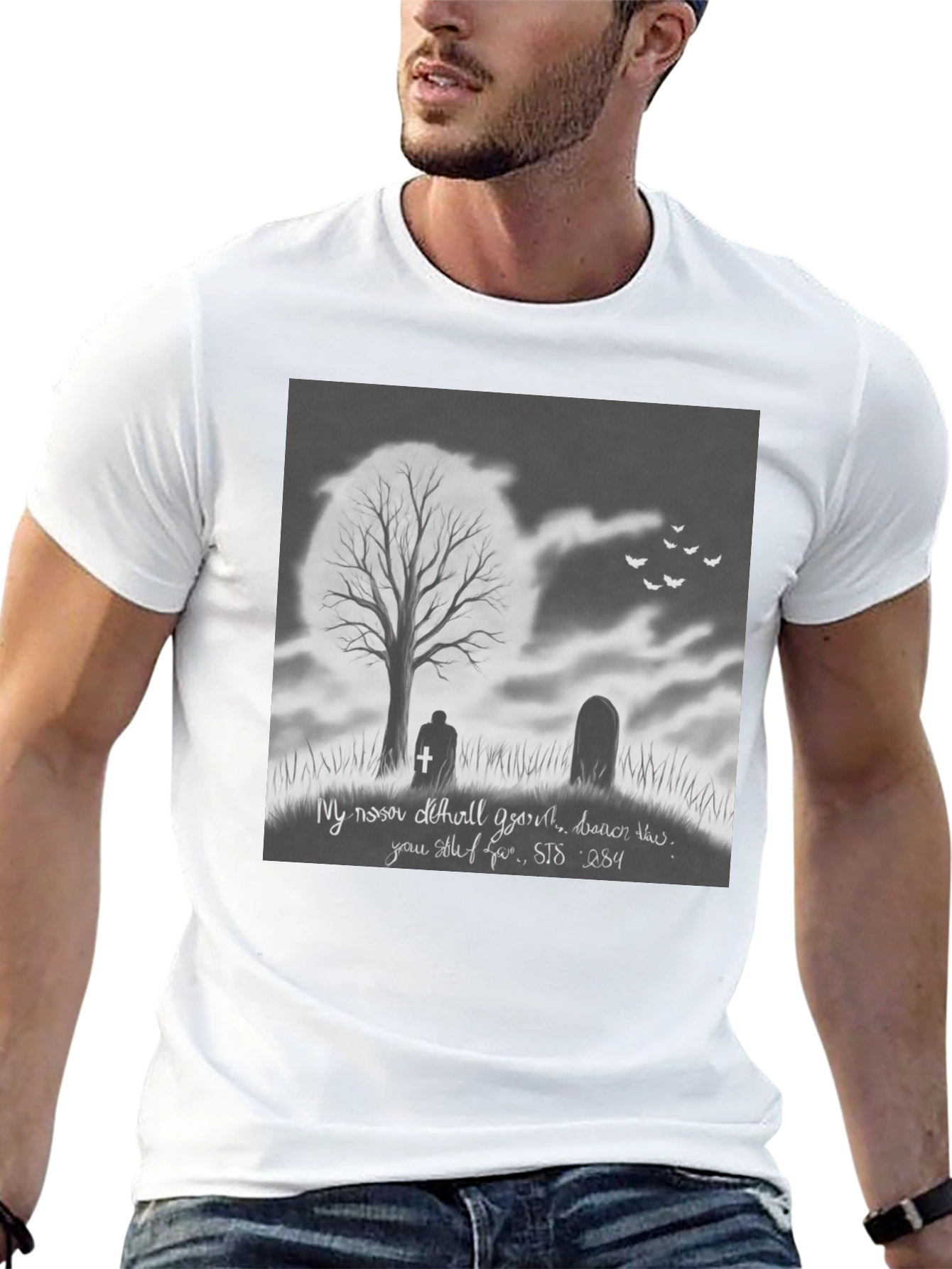 Black Gothic Graveyard T-Shirt - Dark Humor Tee view 13
