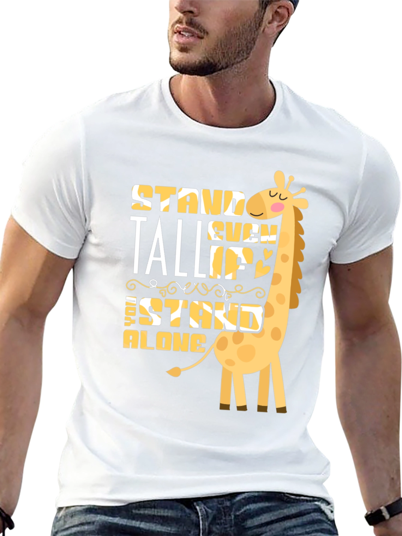 Black Stand Tall Giraffe Graphic T-Shirt view 13