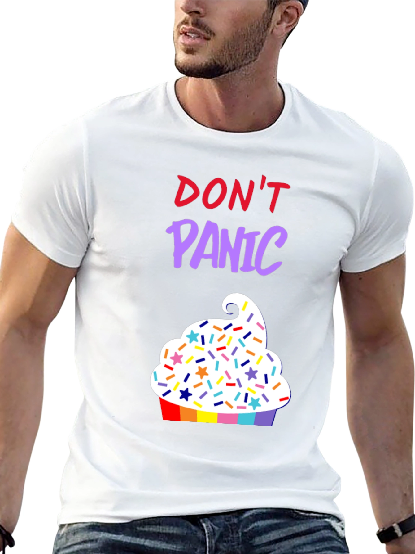 Black Don't Panic Cupcake T-Shirt view 13