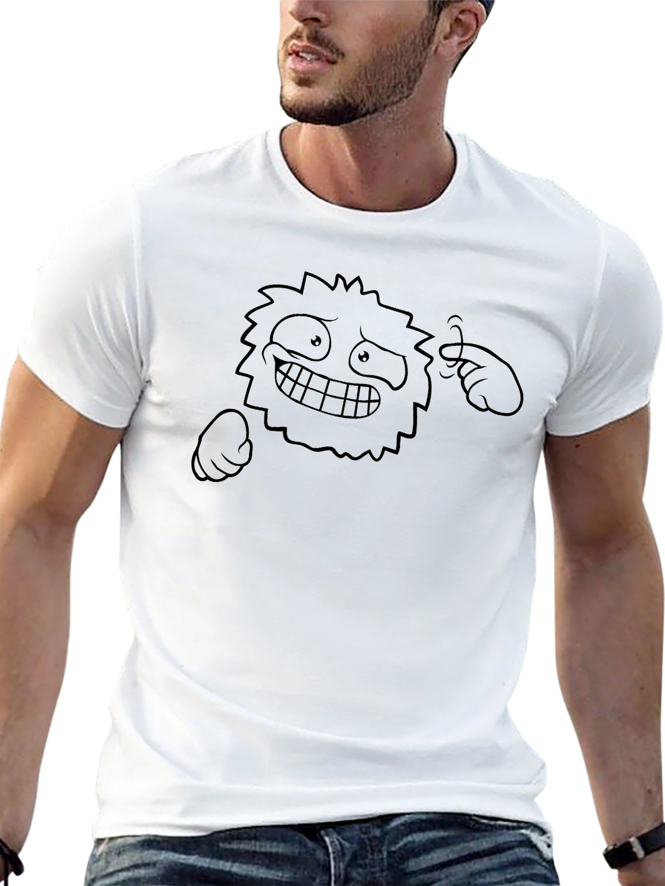 Black Funny Graphic Tee - Black Cartoon Monster T-Shirt view 13