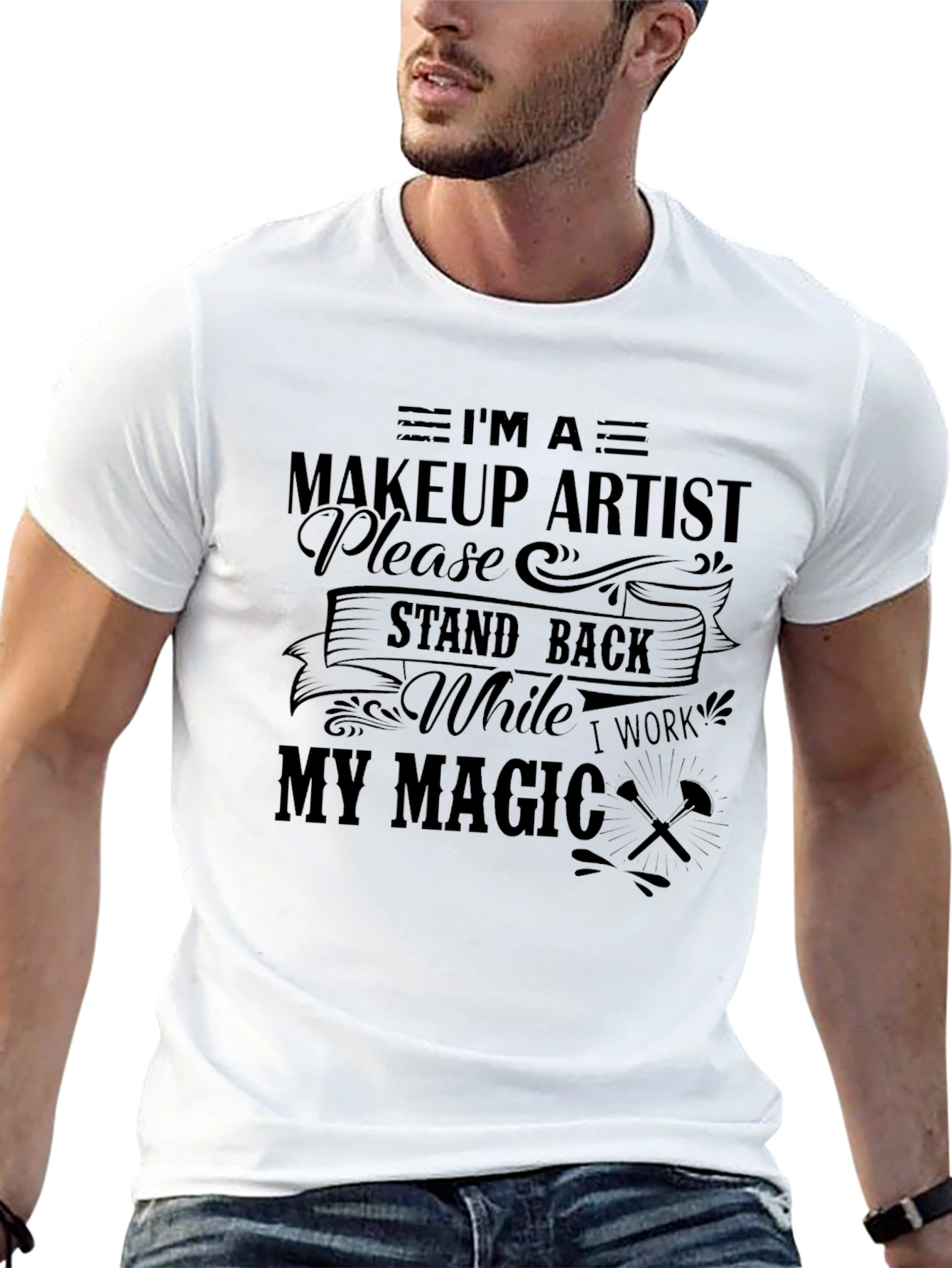 Black Makeup Artist Magic T-Shirt - Stand Back Design view 13