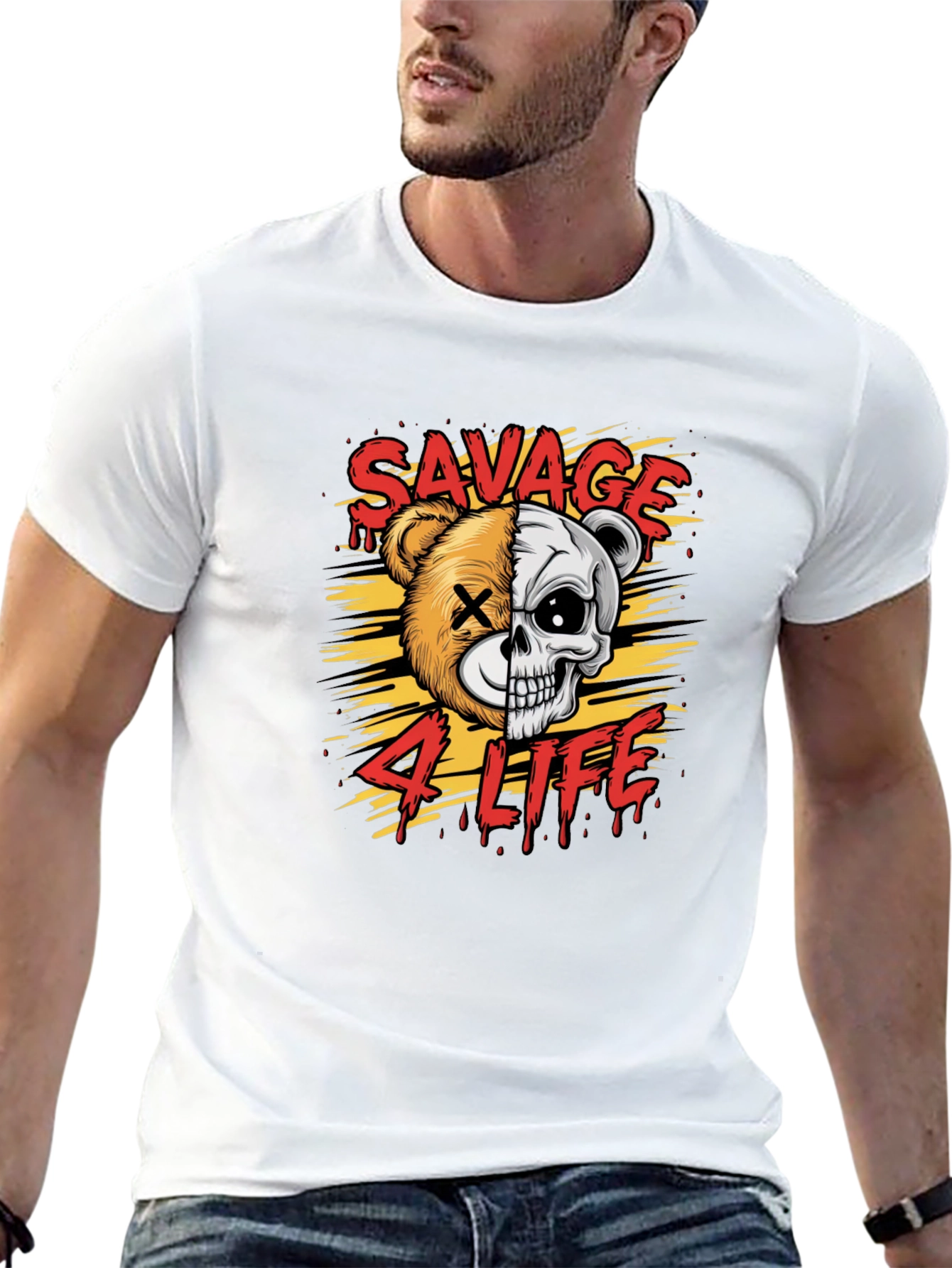 Black Savage 4 Life Graphic Print T-Shirt view 13
