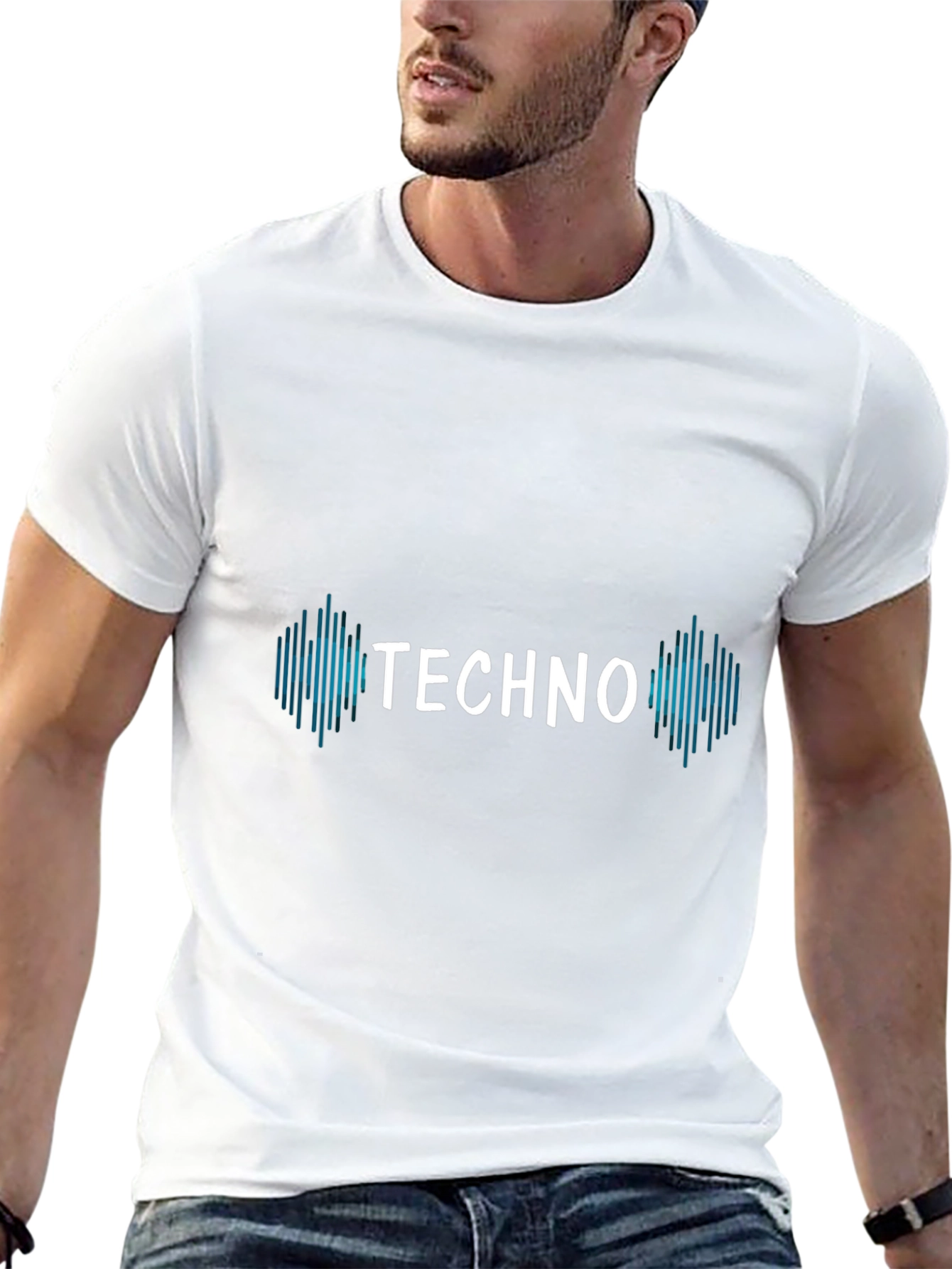 Black Techno Music Graphic T-Shirt - Black Short Sleeve Tee view 13