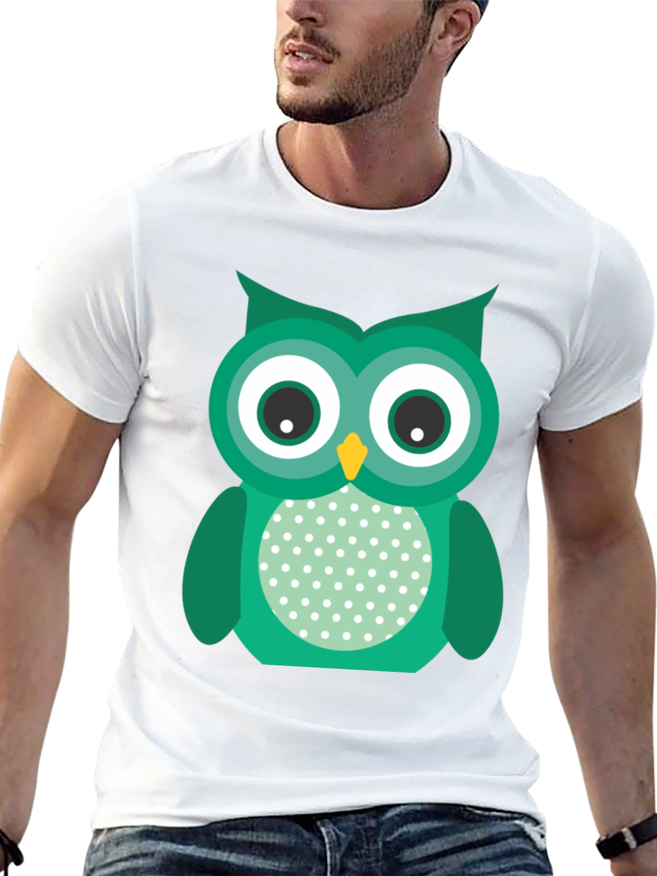 Black Cute Owl Graphic Print Black T-Shirt view 13