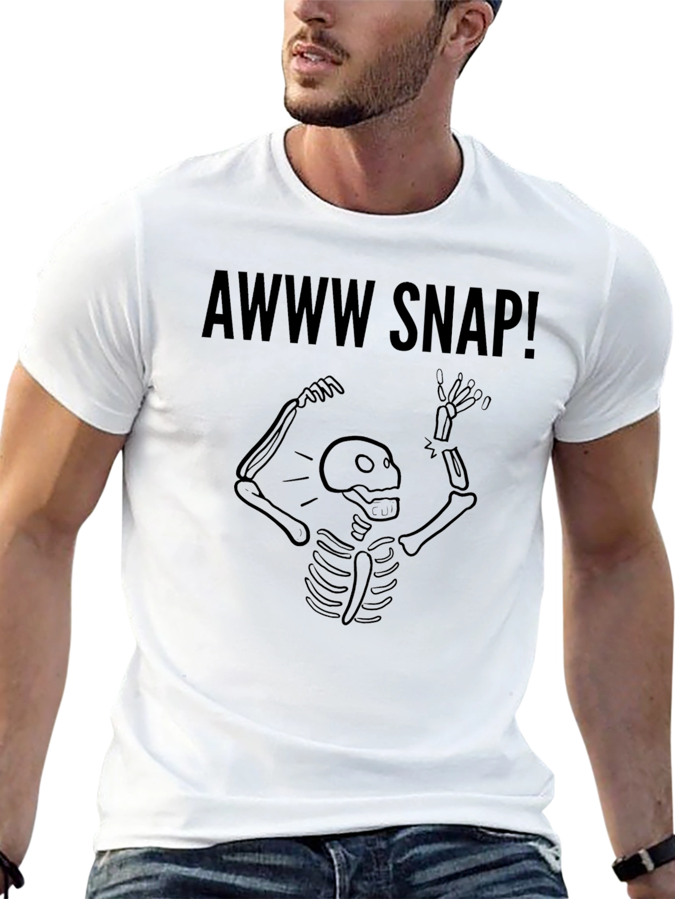 Black Awww Snap! Skeleton Graphic Tee view 13