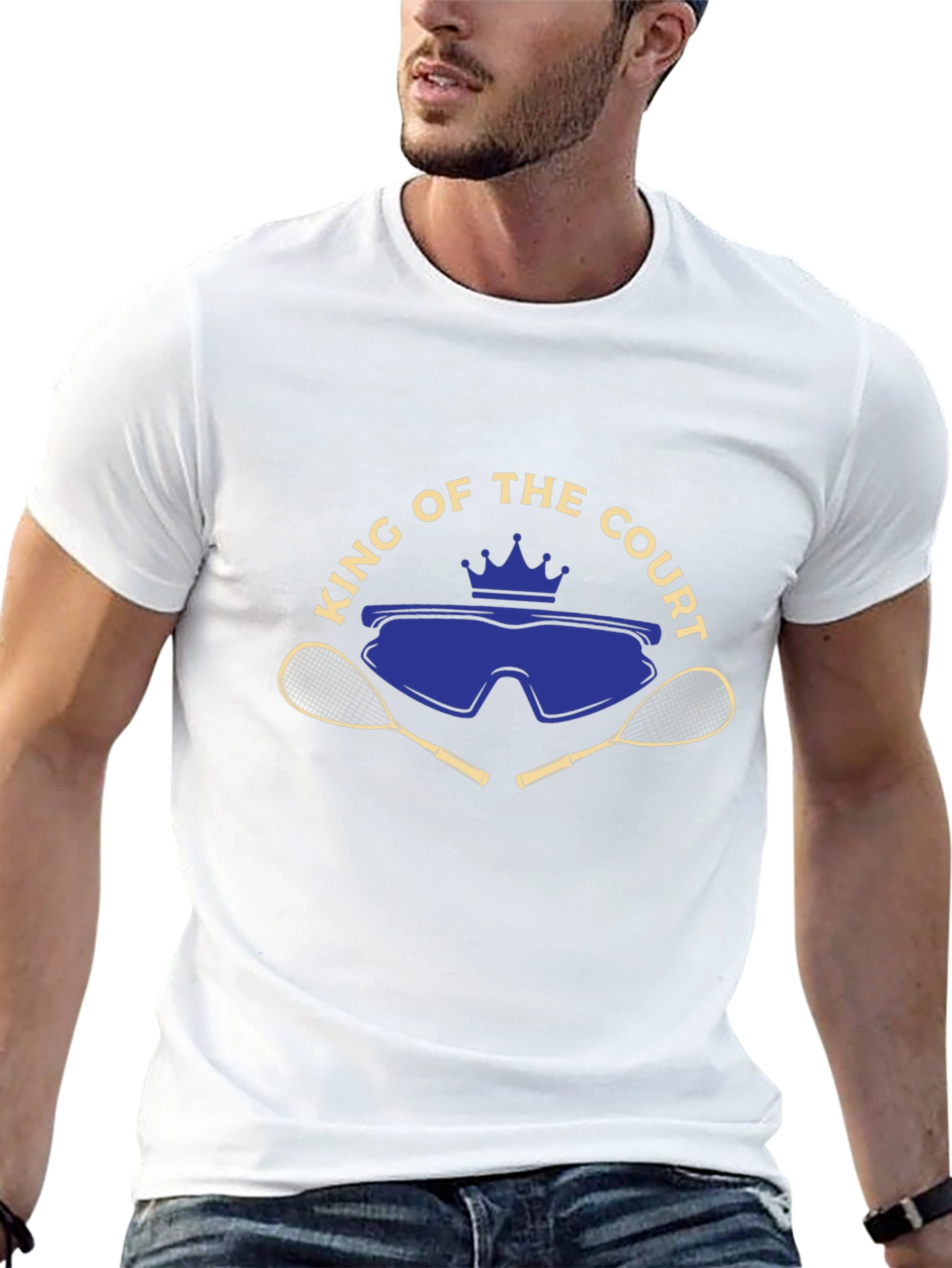 Black King of the Court T-Shirt - Squash Design view 13