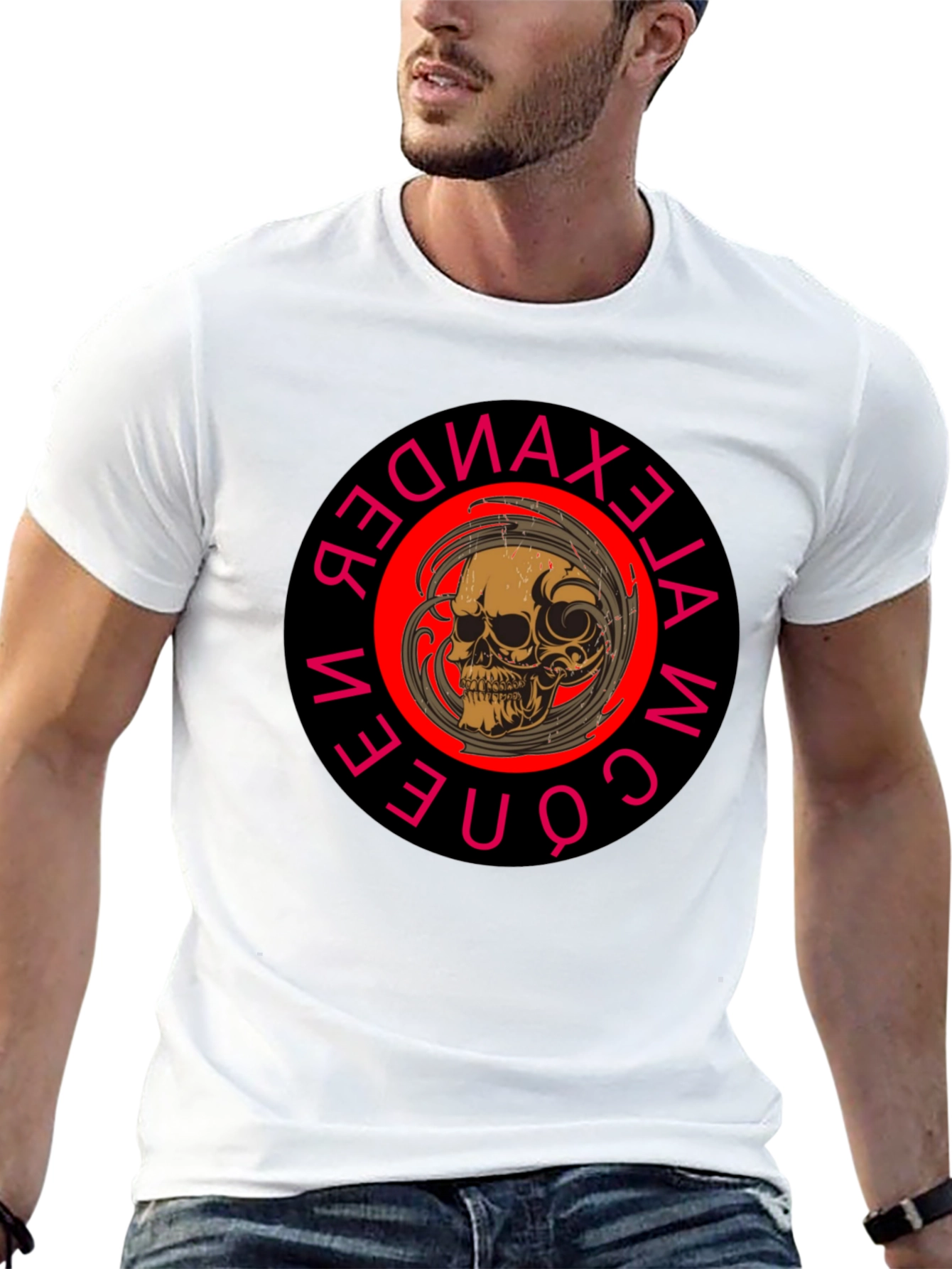 Black Skull Graphic Print Crew Neck Black T-Shirt view 13