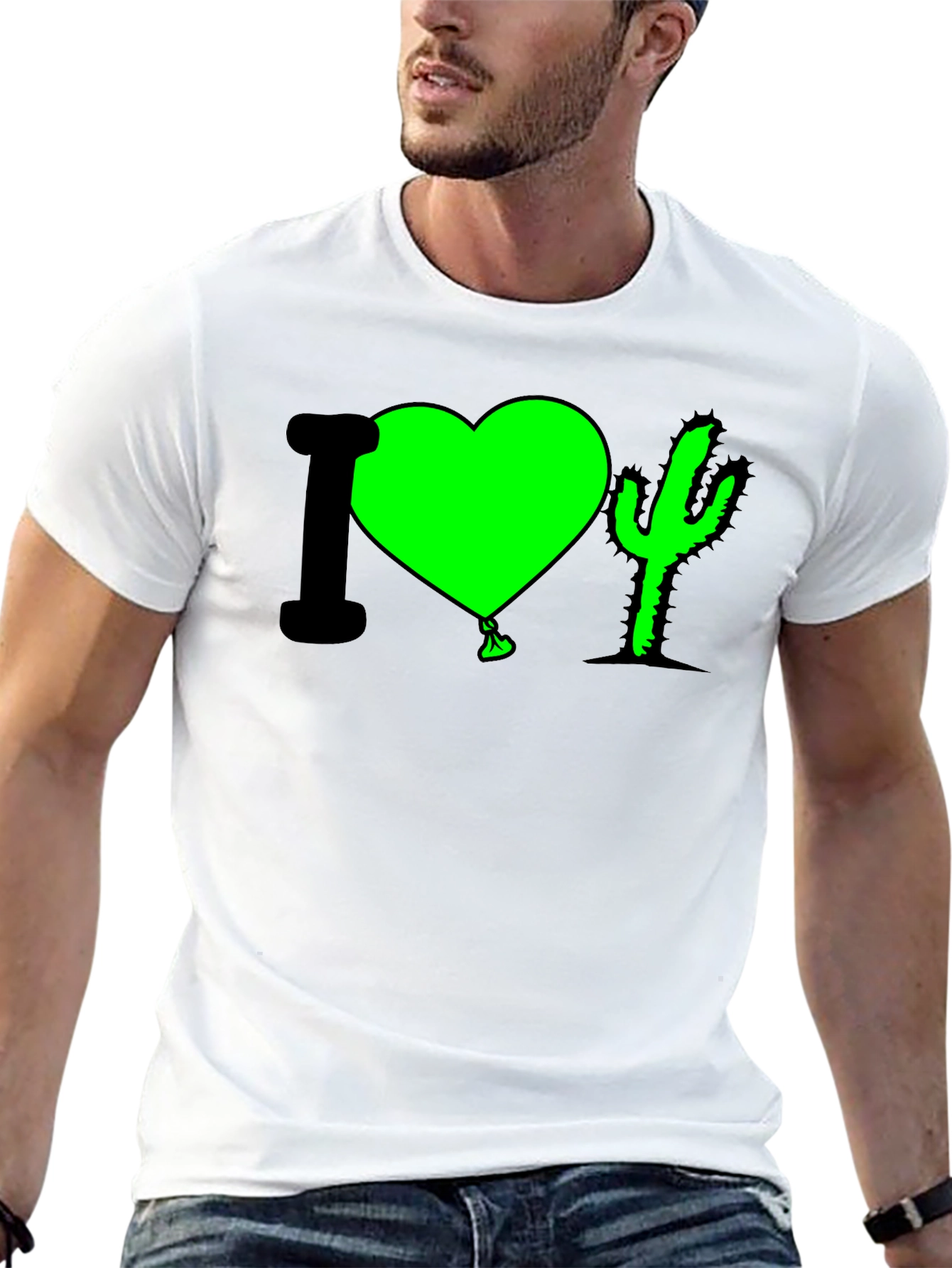 Black I Heart Cactus T-Shirt - Fun Graphic Tee view 13