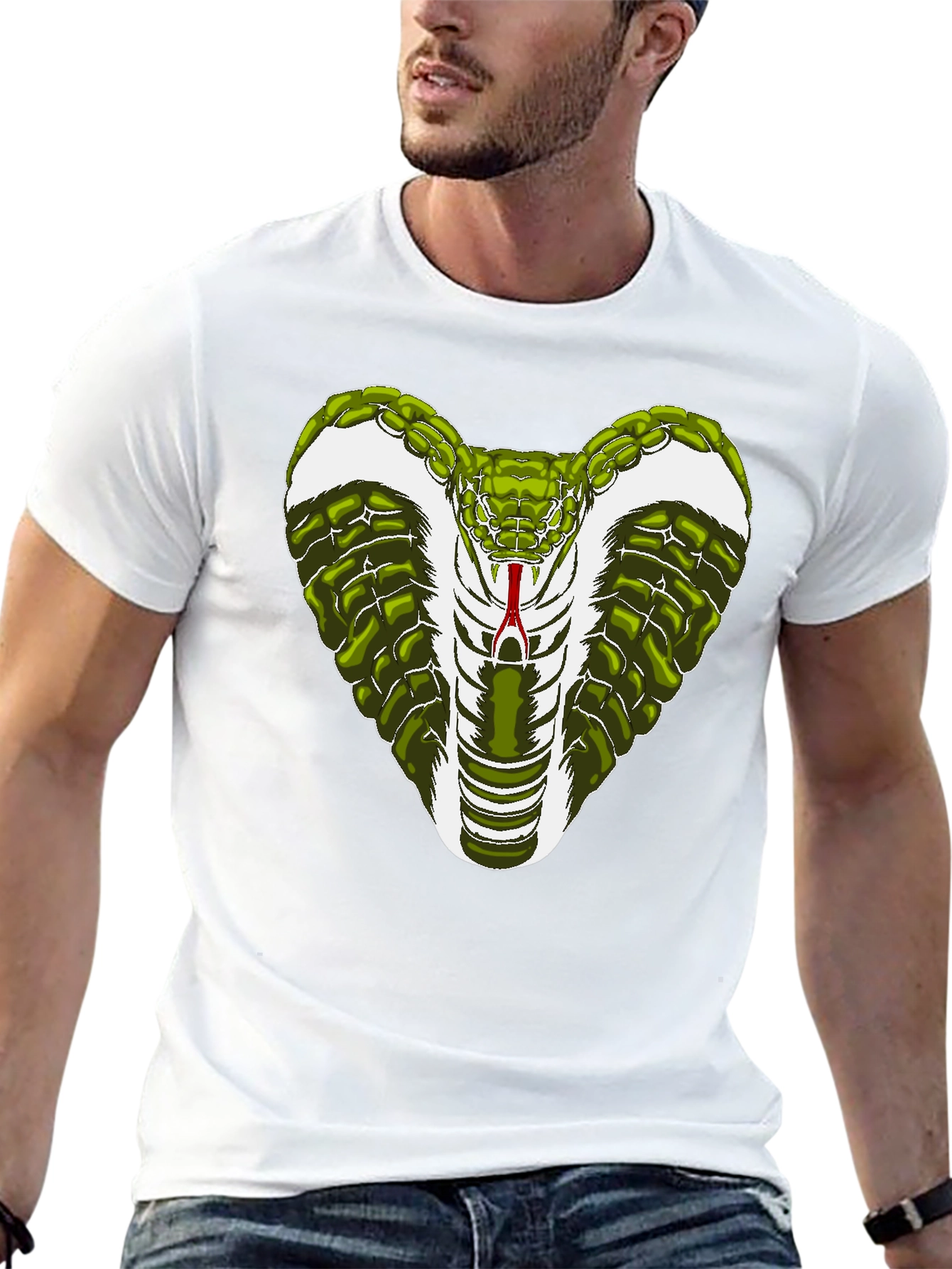 Black Cobra Snake Graphic T-Shirt - Men's Black Tee view 13