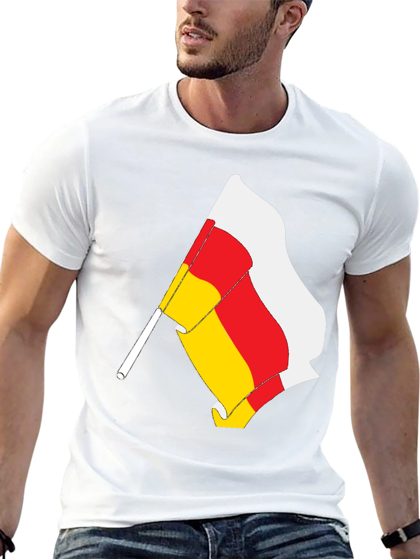 South Ossetia Flag T-Shirt - Black Cotton Tee - 13