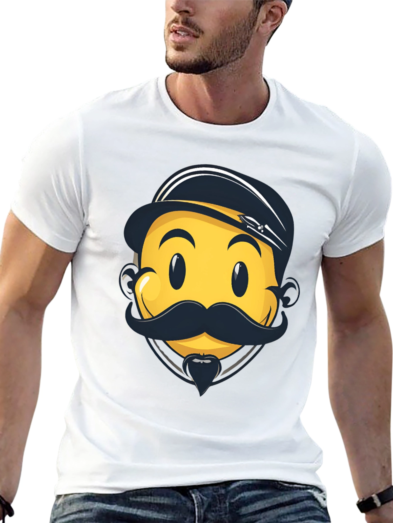 Black Emoji Captain Graphic Tee - Black Cotton Comfort view 13