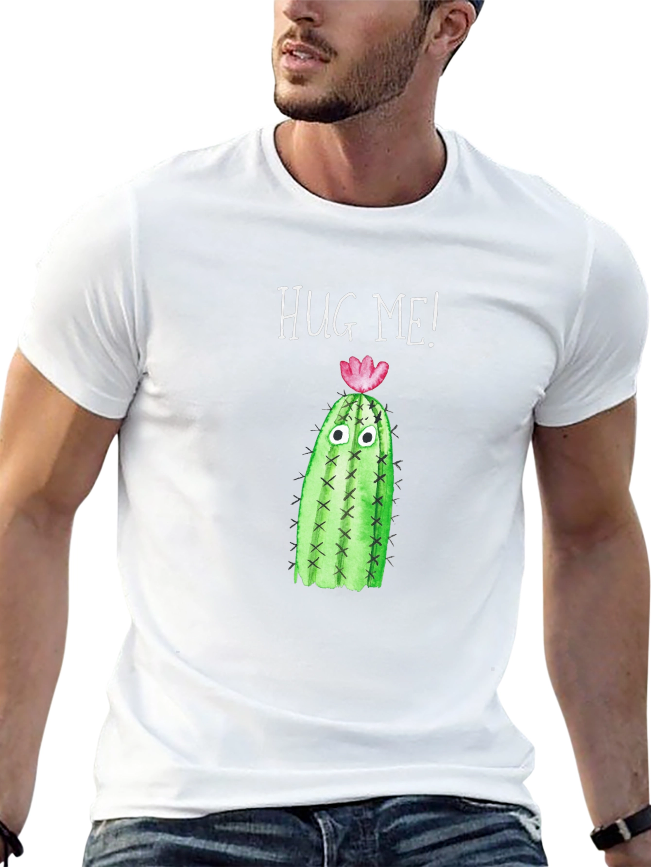 Black Hug Me Cactus T-Shirt - Funny Graphic Tee view 13