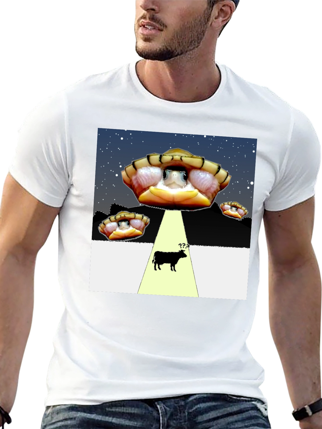 Black UFO Turtle Abduction T-Shirt view 13