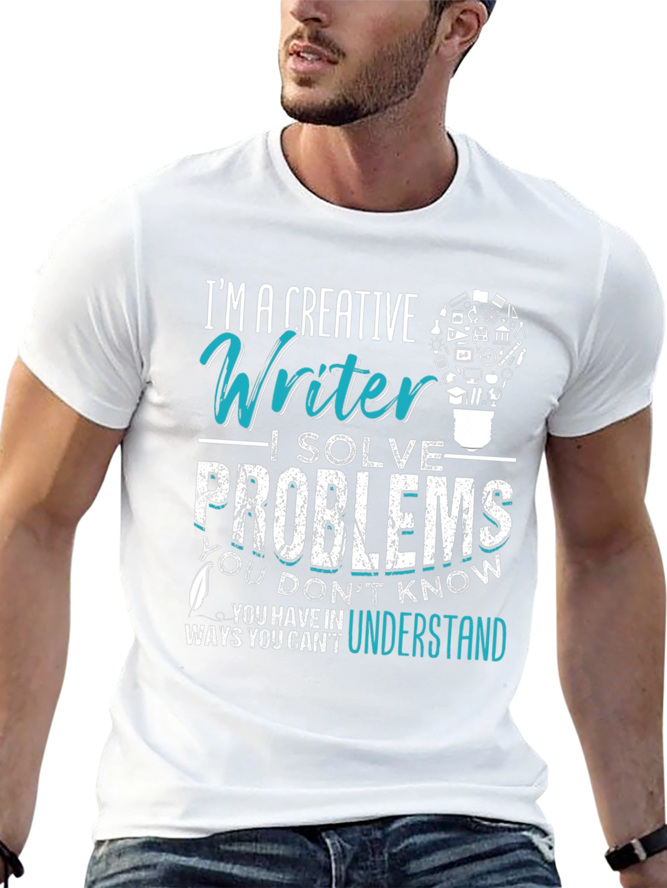 Black Creative Writer T-Shirt: I Solve Problems view 13
