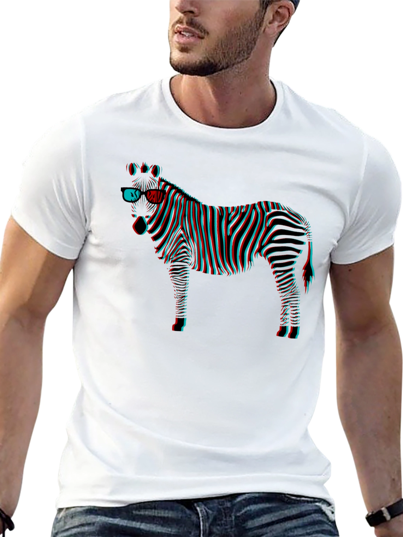 Black 3D Zebra Graphic Tee - Black view 13