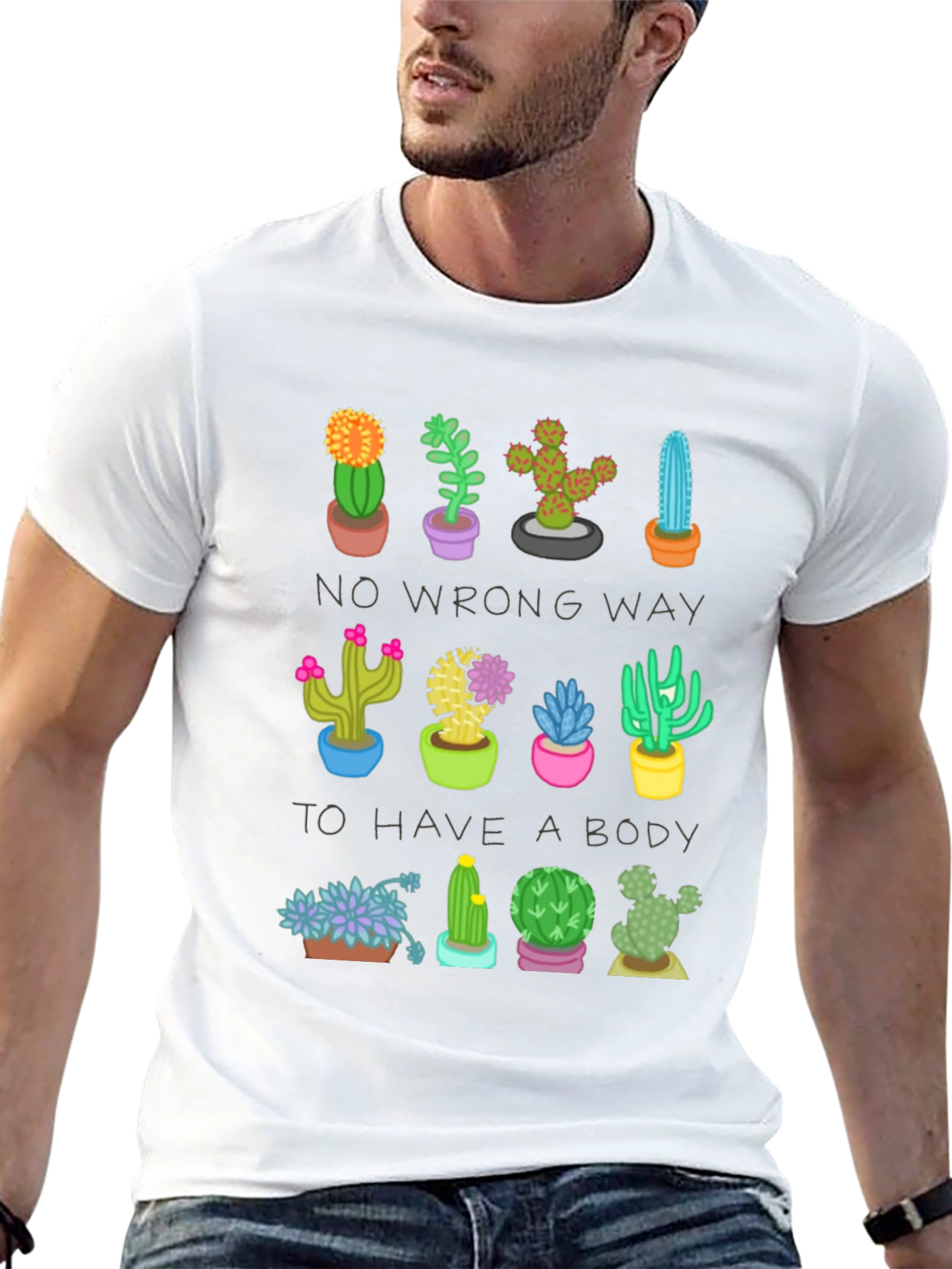 Black Cactus Body Positive T-Shirt view 13