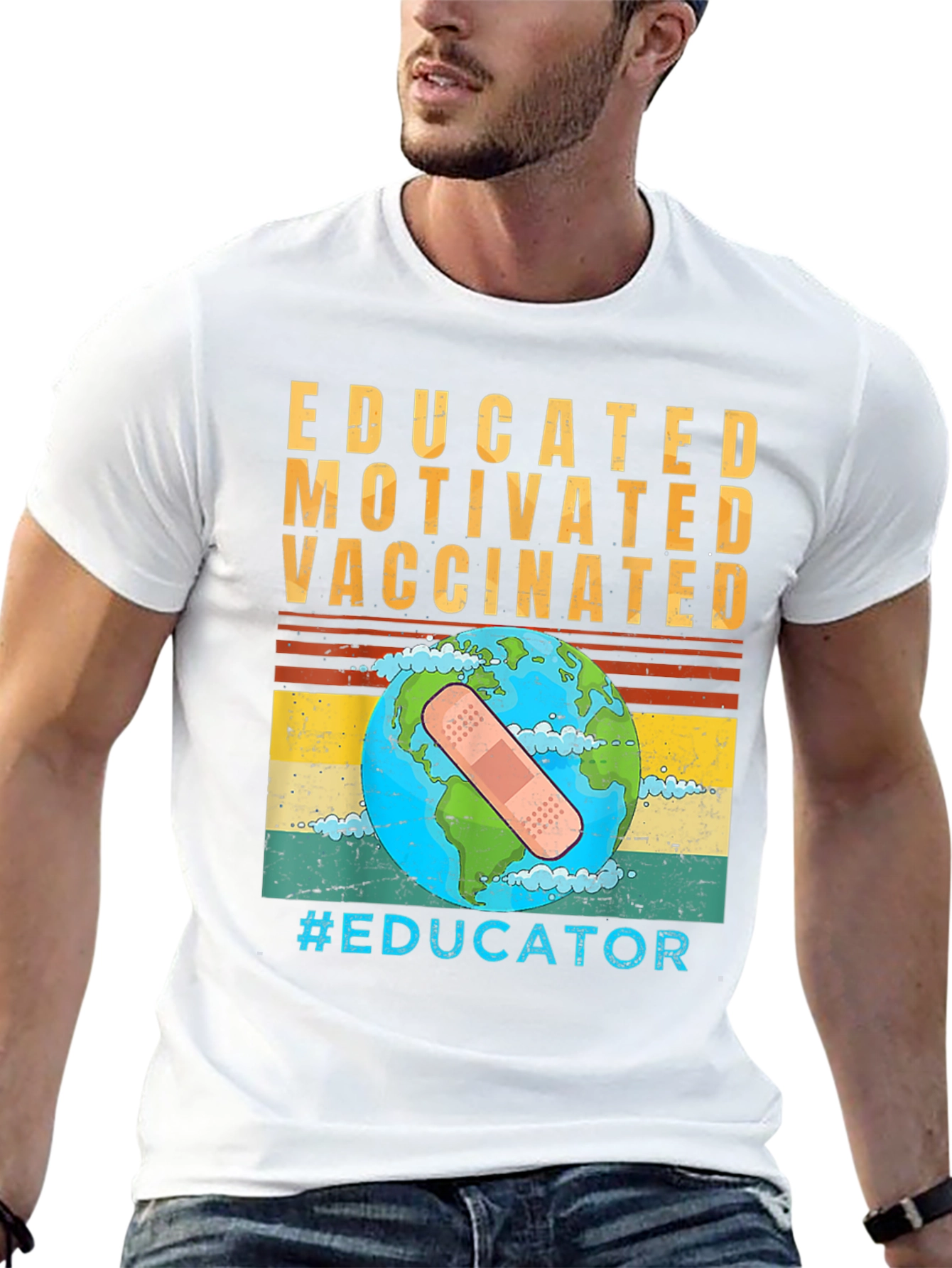 Black Educated Vaccinated Graphic T-Shirt view 13