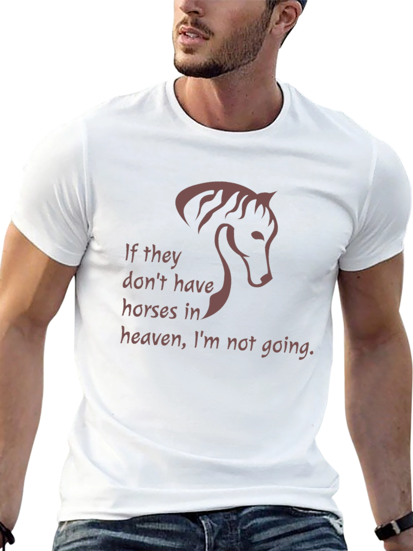 Black Horse Lover Tee - "If They Don't Have Horses in Heaven" T-Shirt view 13