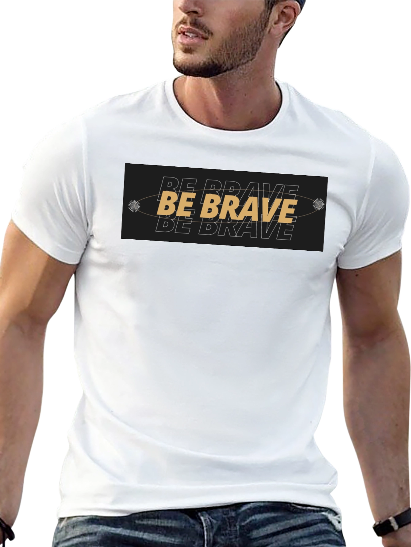 Black Be Brave Graphic Black T-Shirt view 13