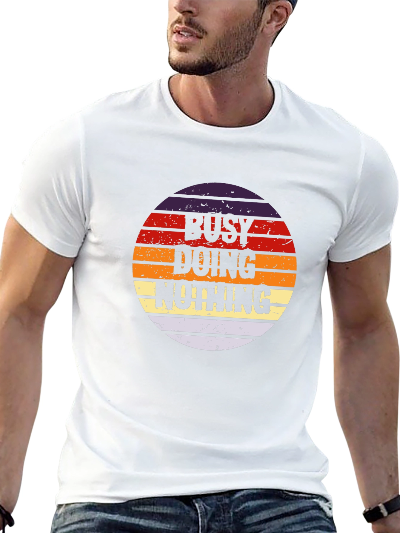 Black Busy Doing Nothing Retro Graphic Tee view 13