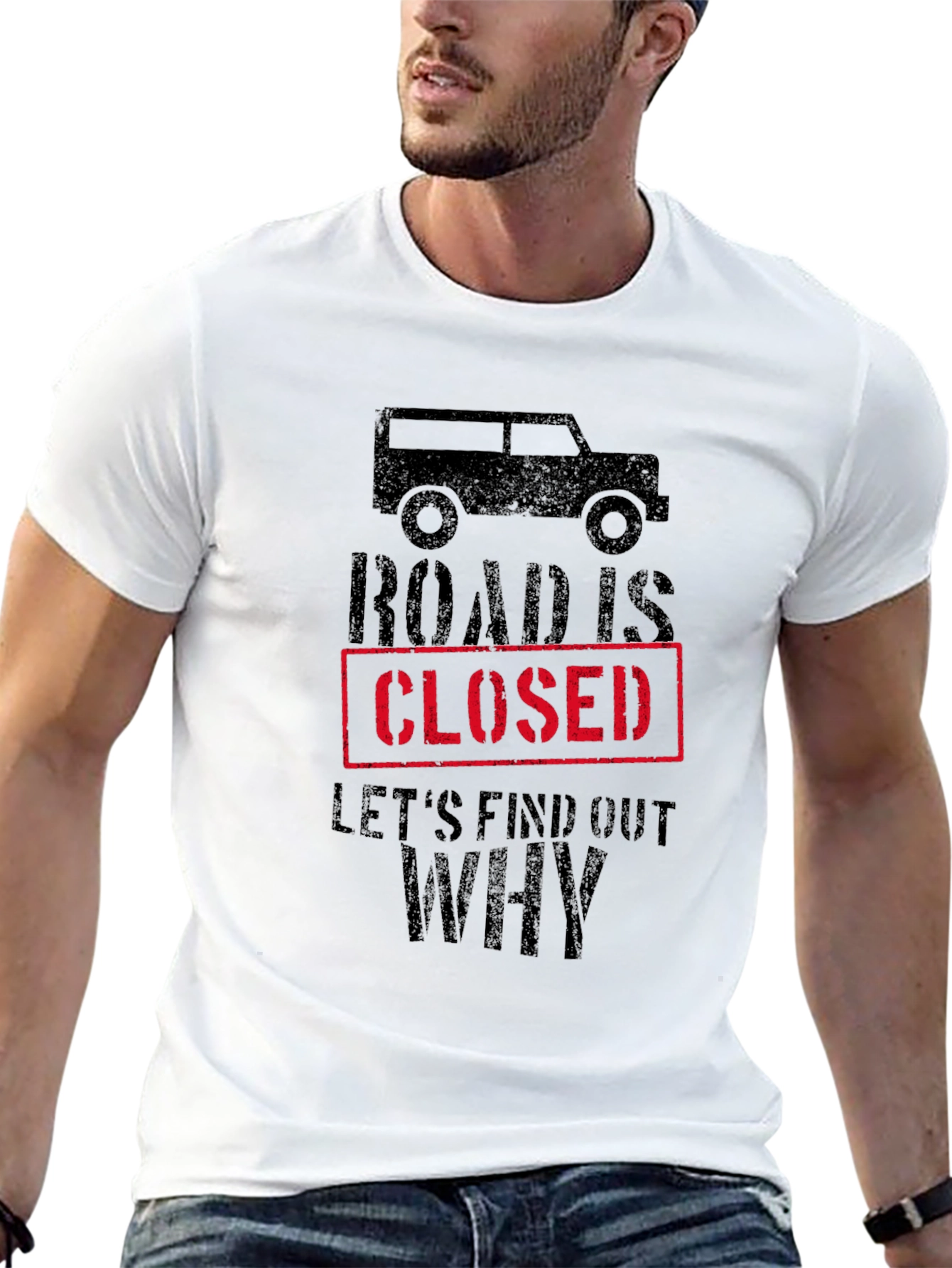 Black Road Closed Graphic Tee - Off-Road Adventure Shirt view 13