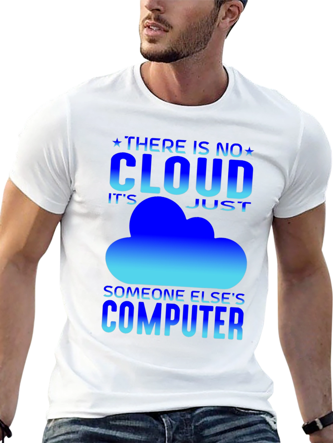 Black No Cloud Funny IT T-Shirt view 13