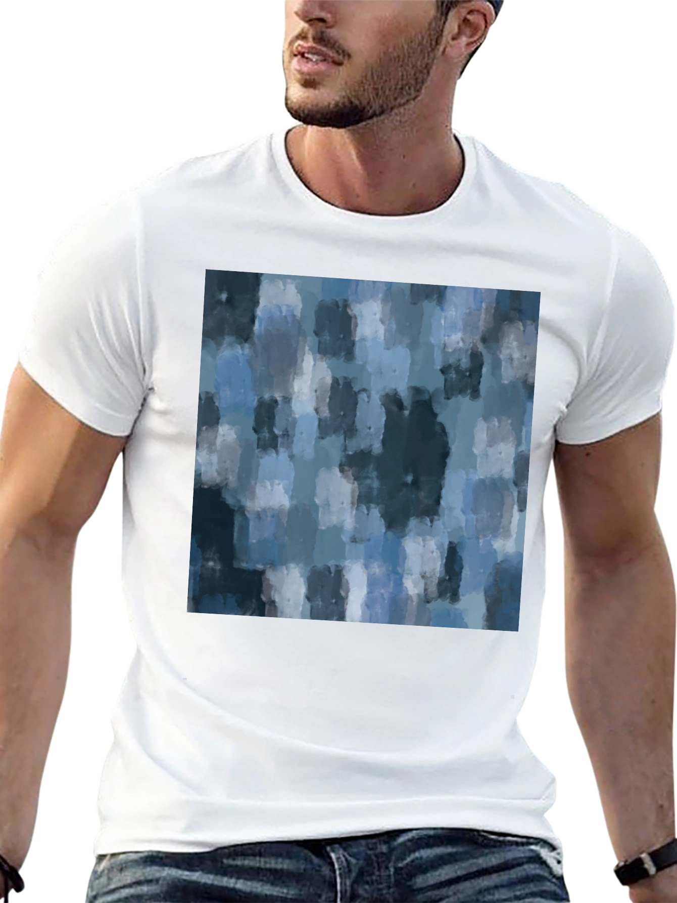 Black Abstract Watercolor Pattern T-Shirt view 13