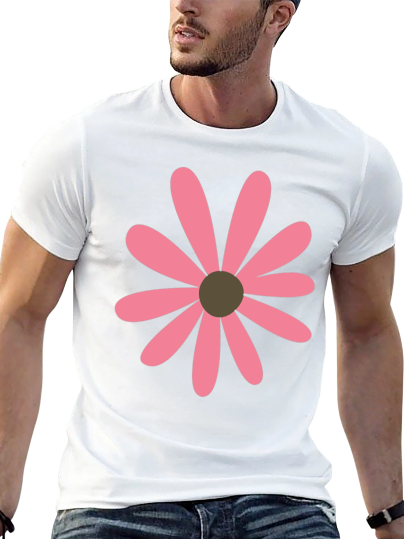 Black Pink Daisy Graphic Black T-Shirt view 13