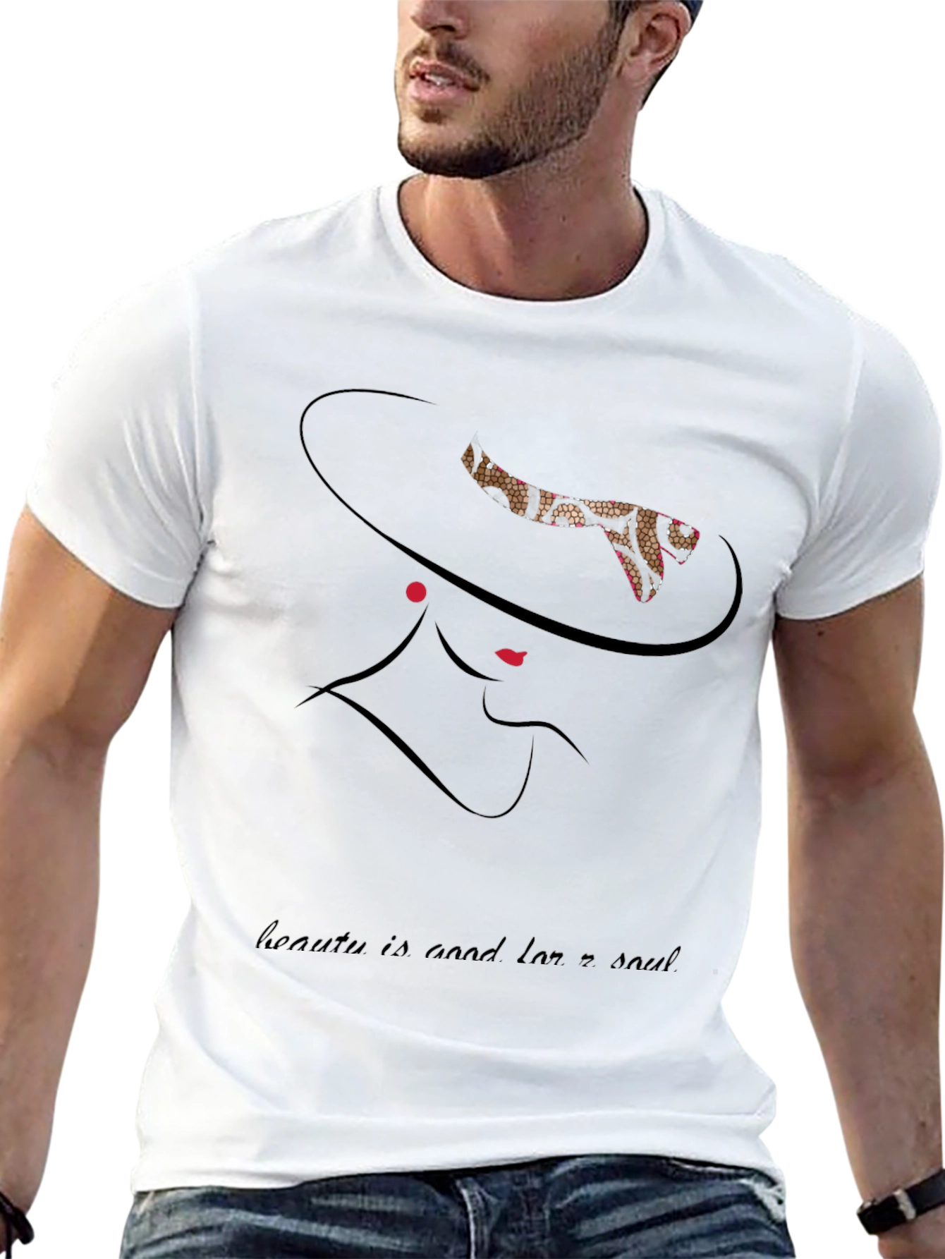 Black Elegant Woman Graphic Tee - "Beauty is Good For a Soul" view 13