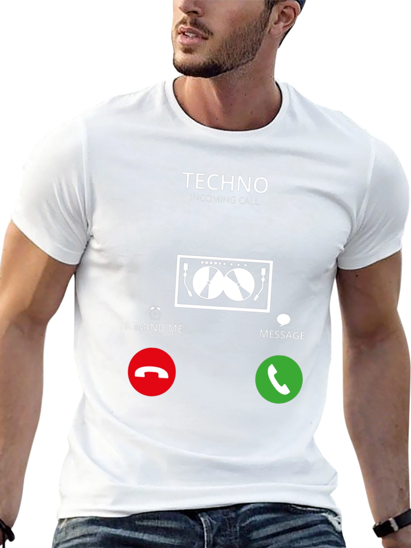 Black Techno Incoming Call Graphic T-Shirt view 13