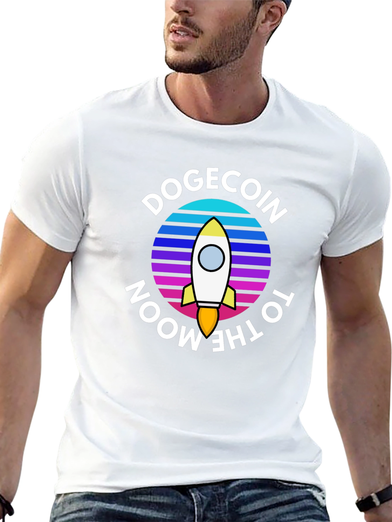Black Dogecoin To The Moon Black T-Shirt view 13