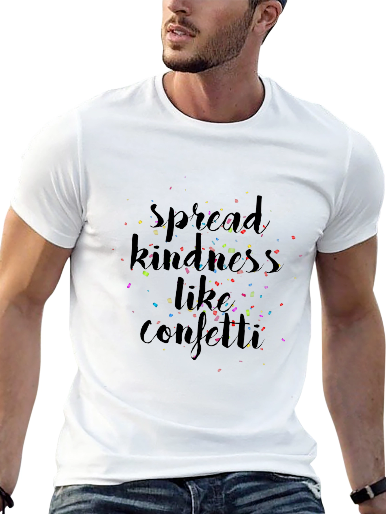 Black Spread Kindness Like Confetti Black T-Shirt view 13