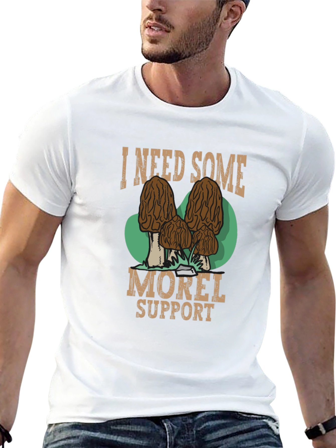 Black I Need Some Morel Support Black T-Shirt view 13