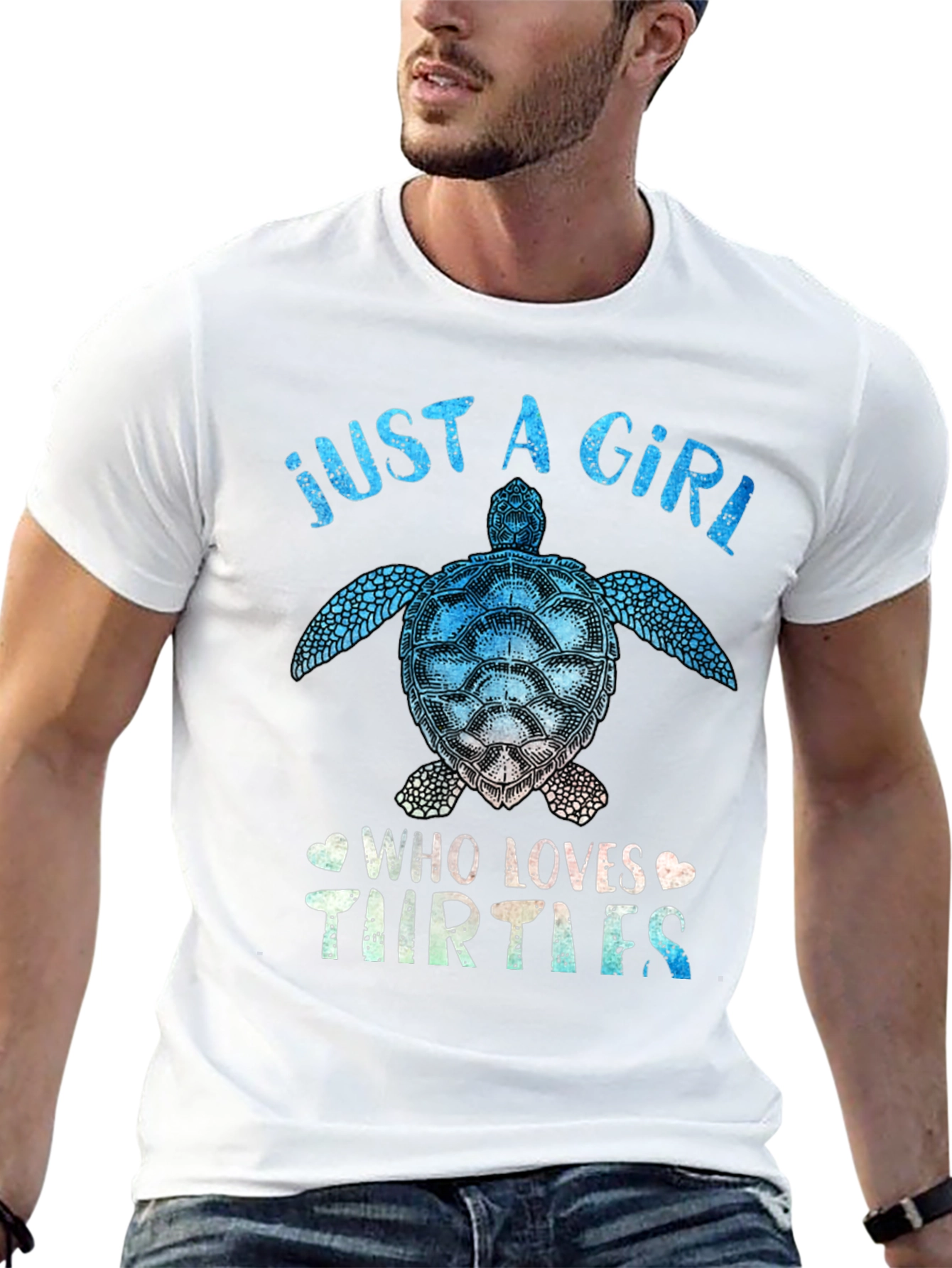 Black Just a Girl Who Loves Turtles T-Shirt view 13