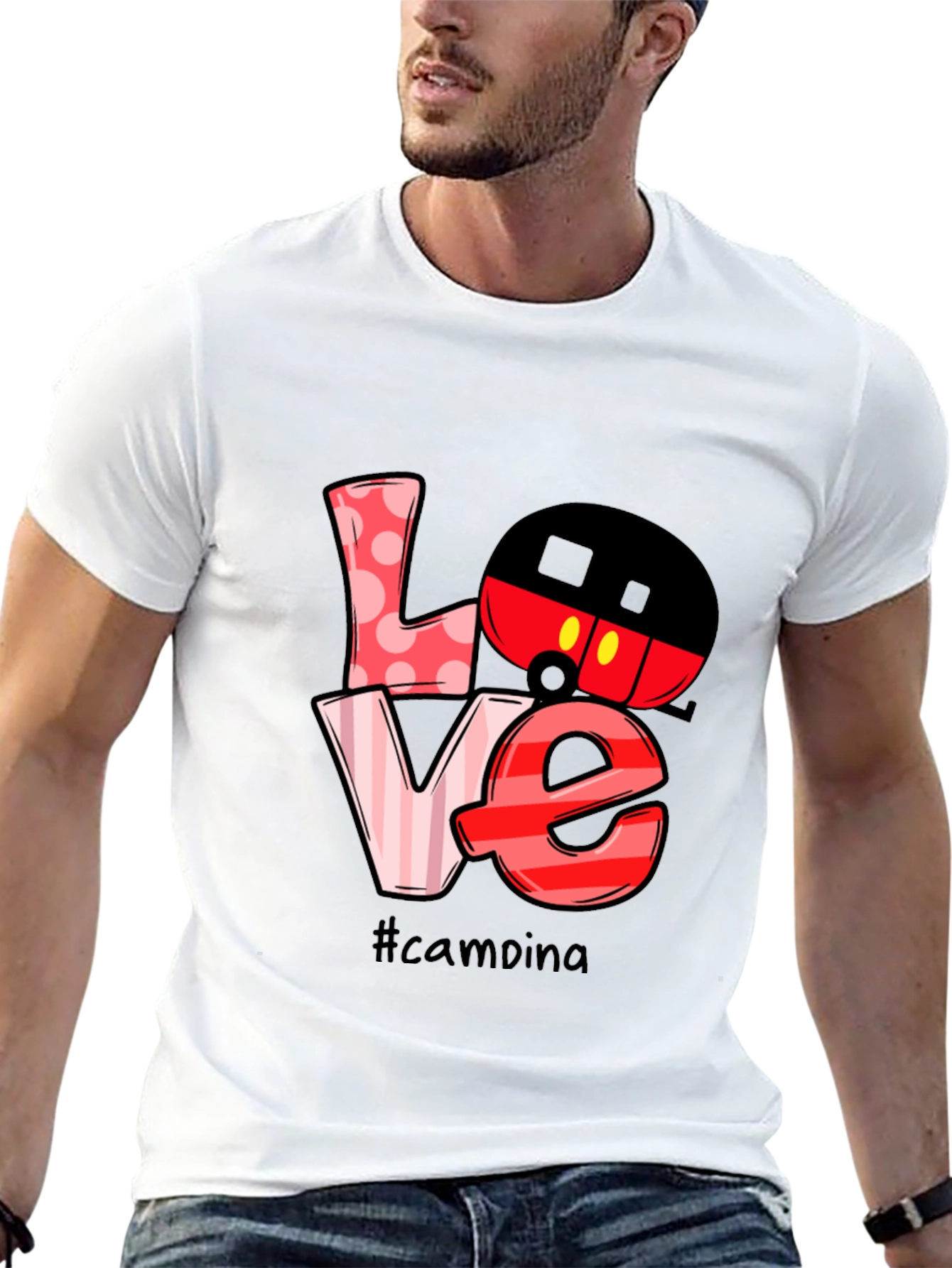 Black Love Camping Mickey Mouse T-Shirt view 13