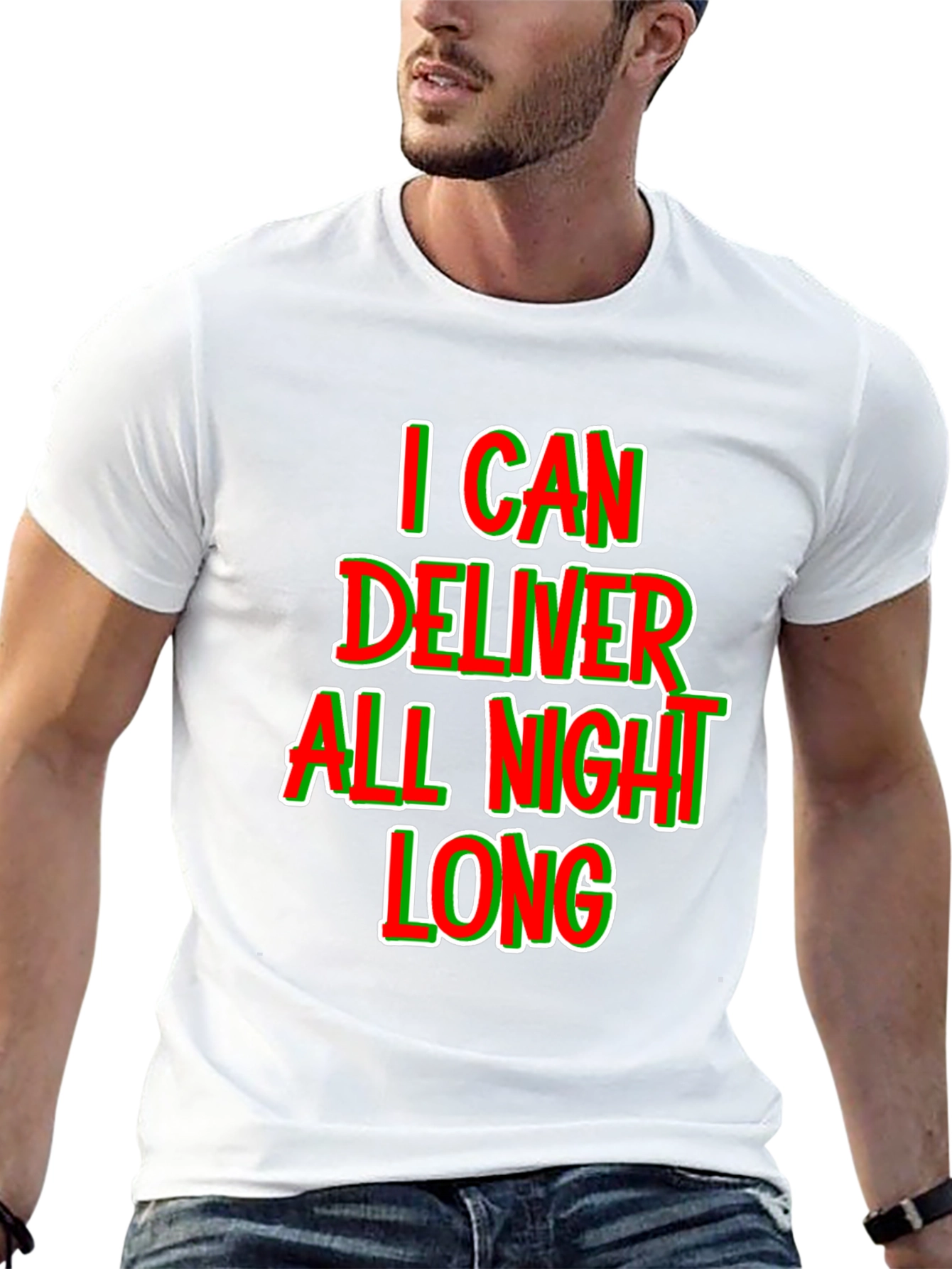 Black I Can Deliver All Night Long T-Shirt view 13