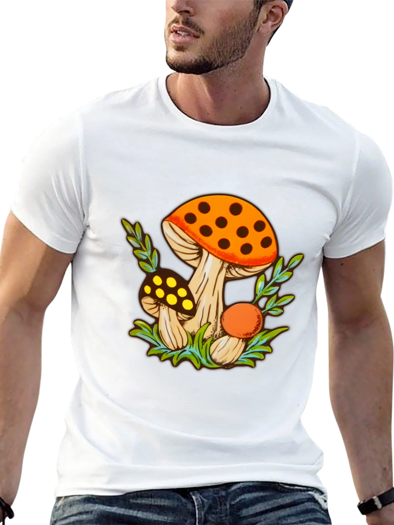 Black Mushroom Graphic Tee - Funky Fungi Design view 13