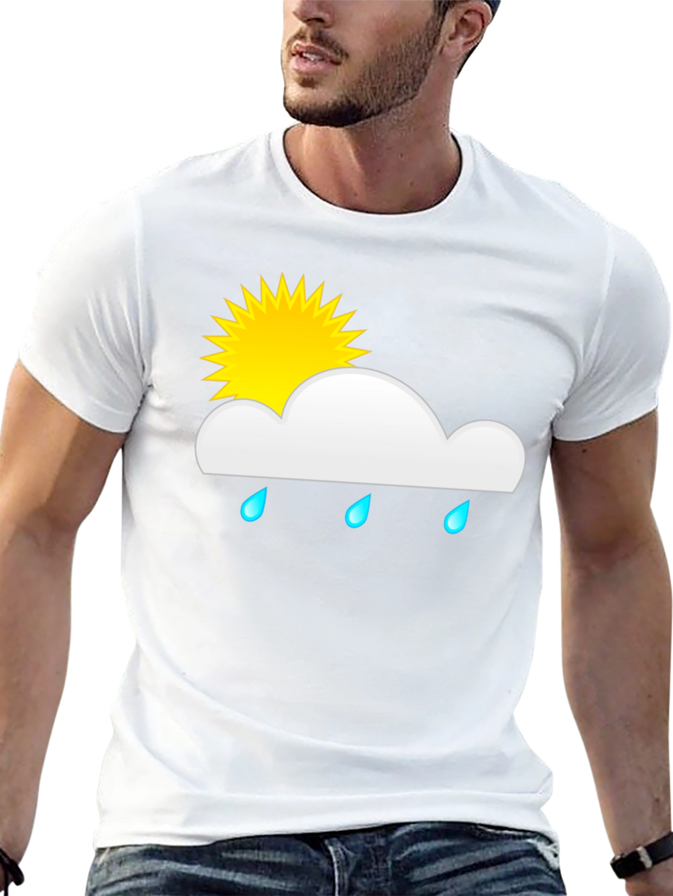 Black Rainy Day Sun Graphic Tee - Black Cotton T-Shirt view 13