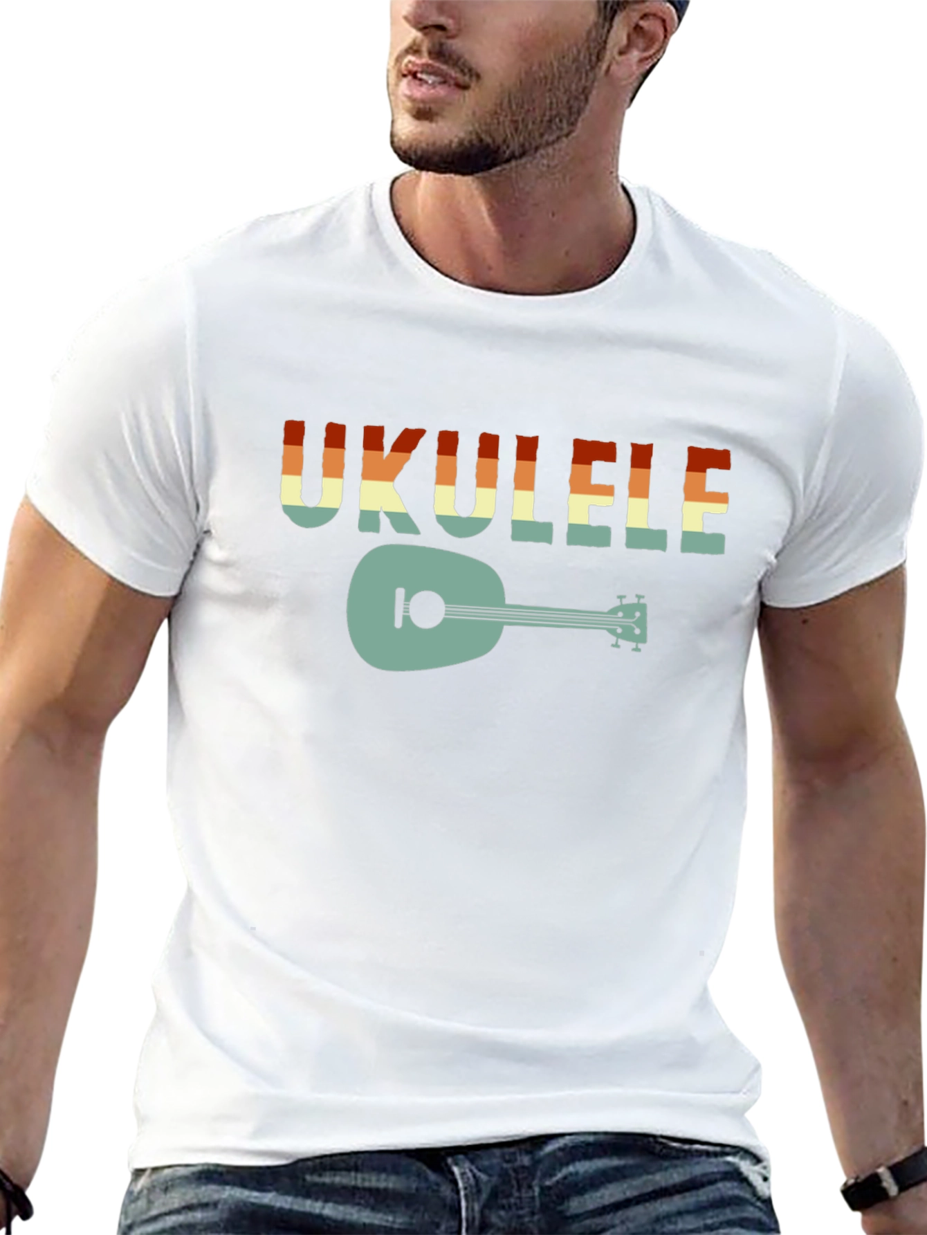 Black Retro Ukulele Graphic T-Shirt view 13