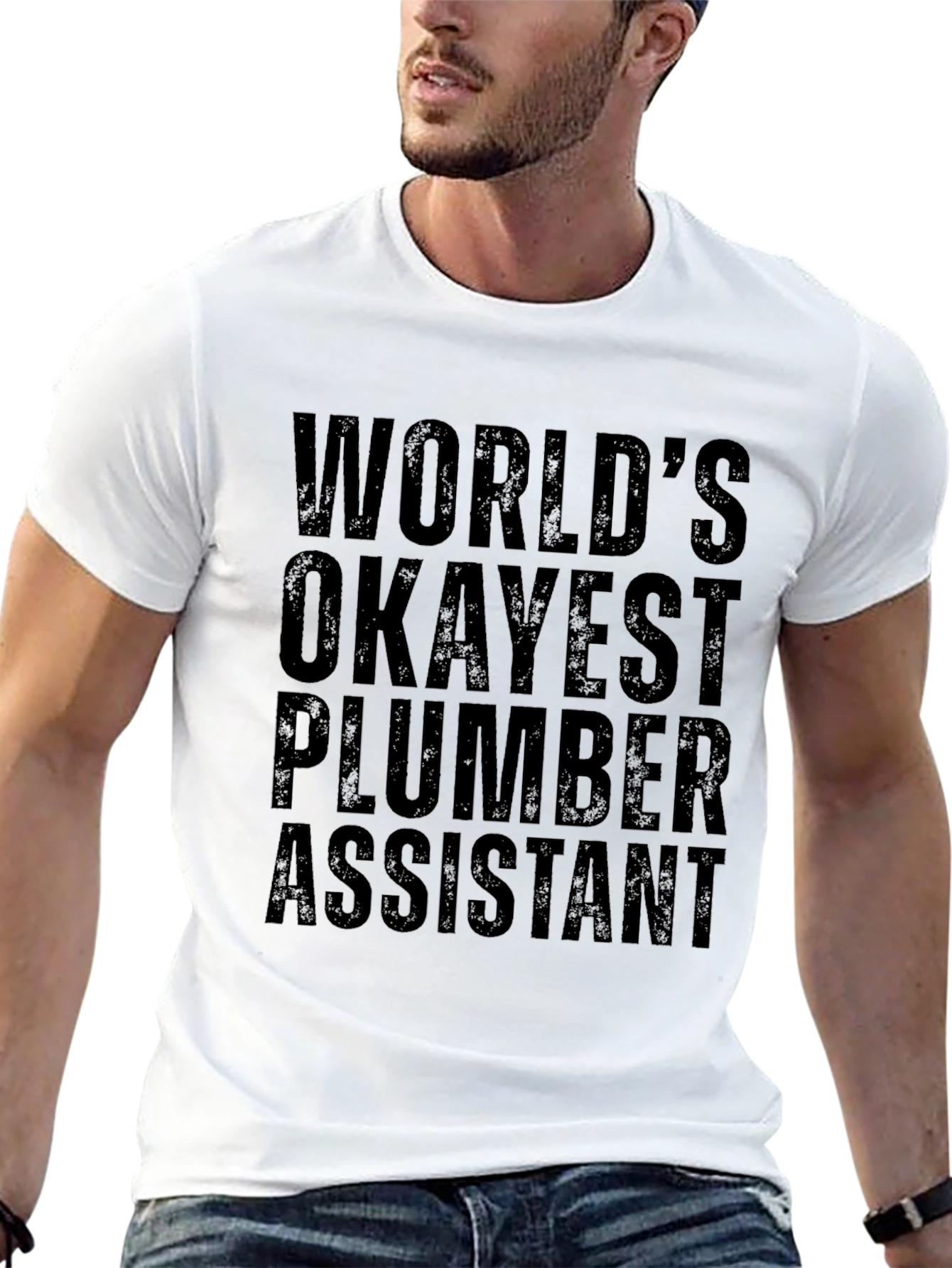 Black World's Okayest Plumber Assistant T-Shirt view 13