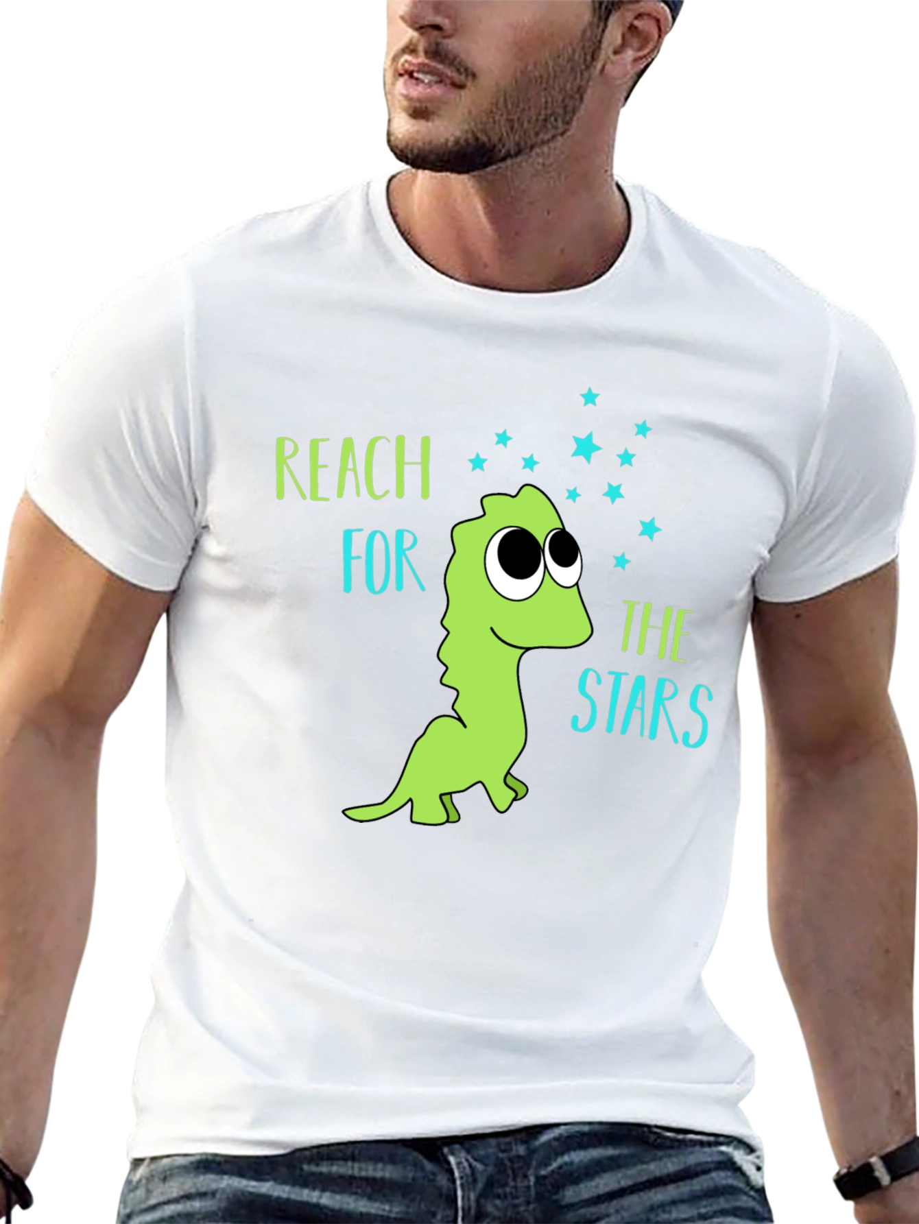 Black Reach for the Stars Dinosaur T-Shirt view 13