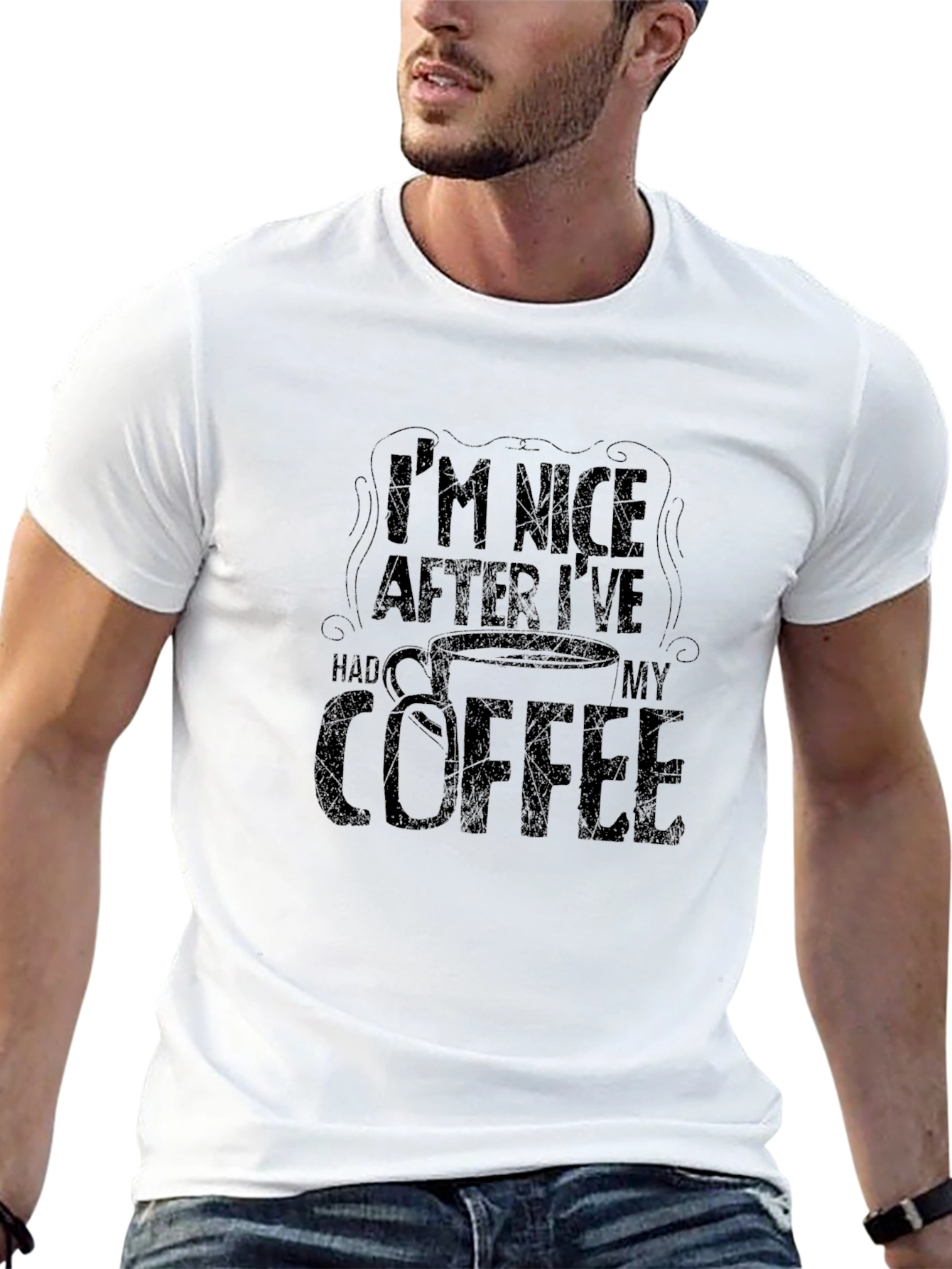 Black I'm Nice After Coffee Black T-Shirt view 13