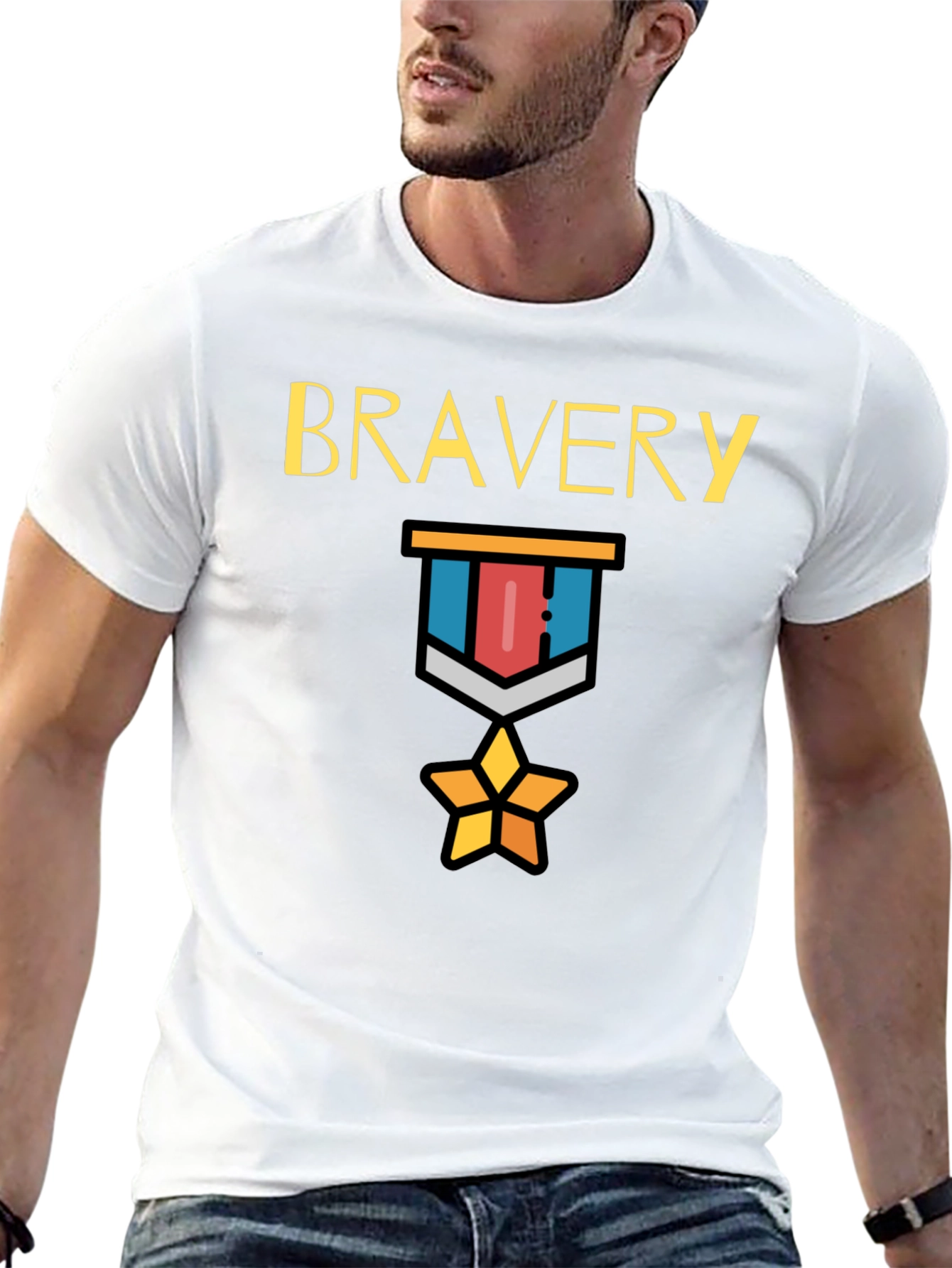 Black Bravery Medal Graphic Tee - Mens Black T-Shirt view 13