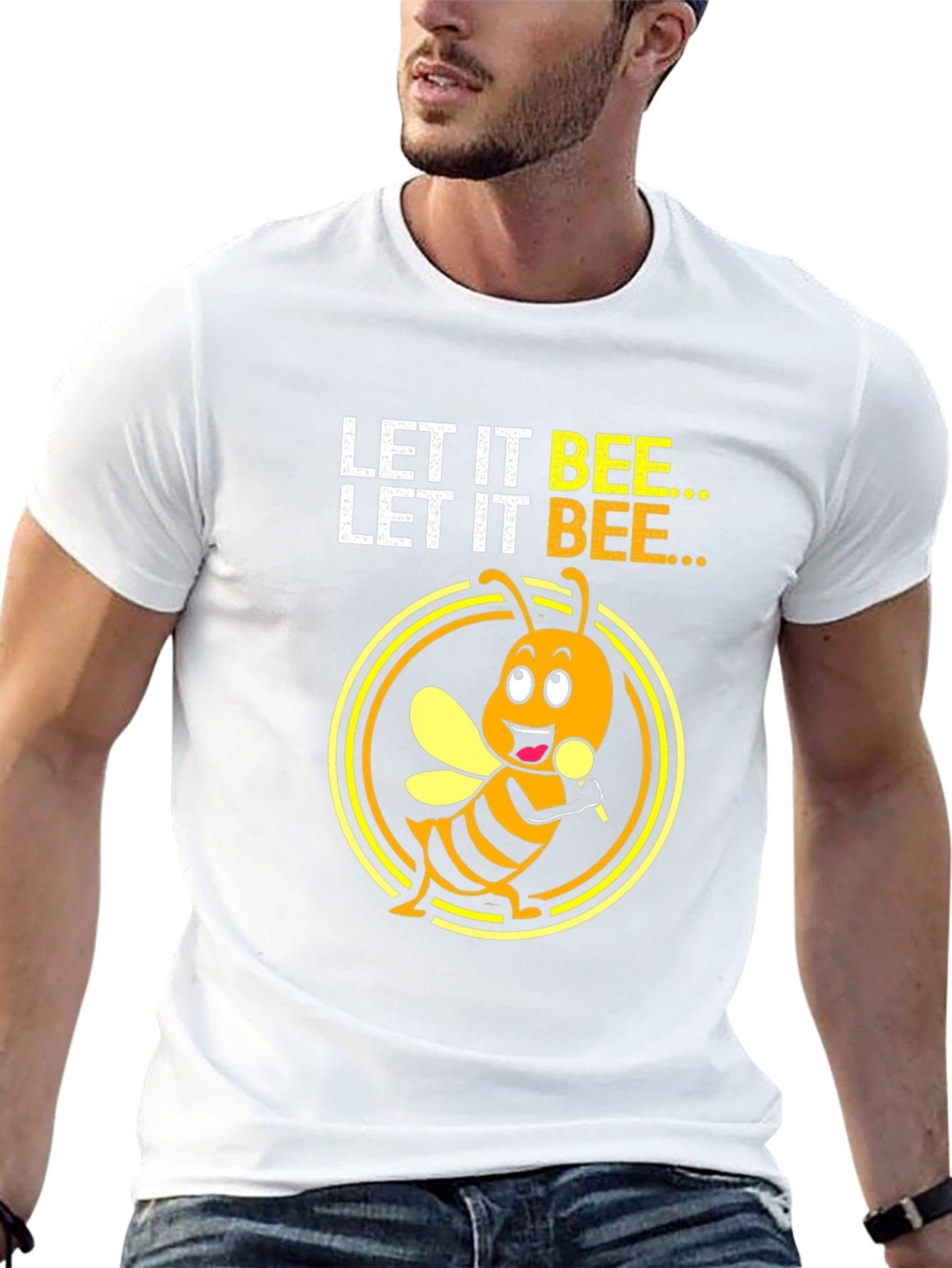 Black Let it Bee Graphic Tee - Unisex Black T-Shirt view 13