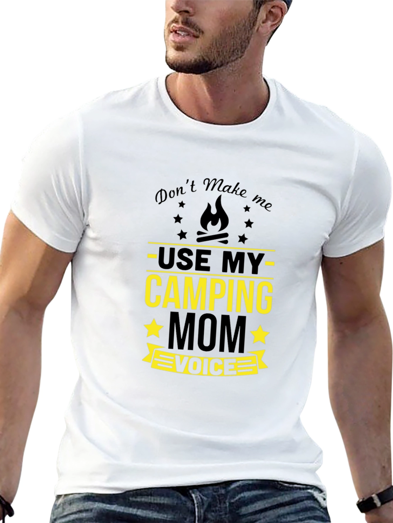 Black Camping Mom Voice T-Shirt - Funny Camp Shirt view 13