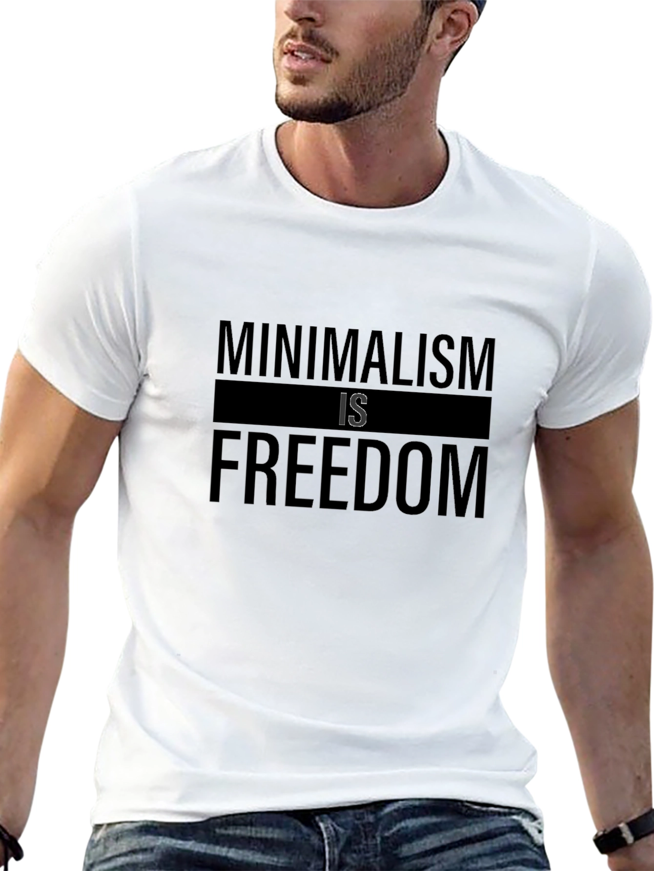 Black Minimalism is Freedom Black T-Shirt view 13